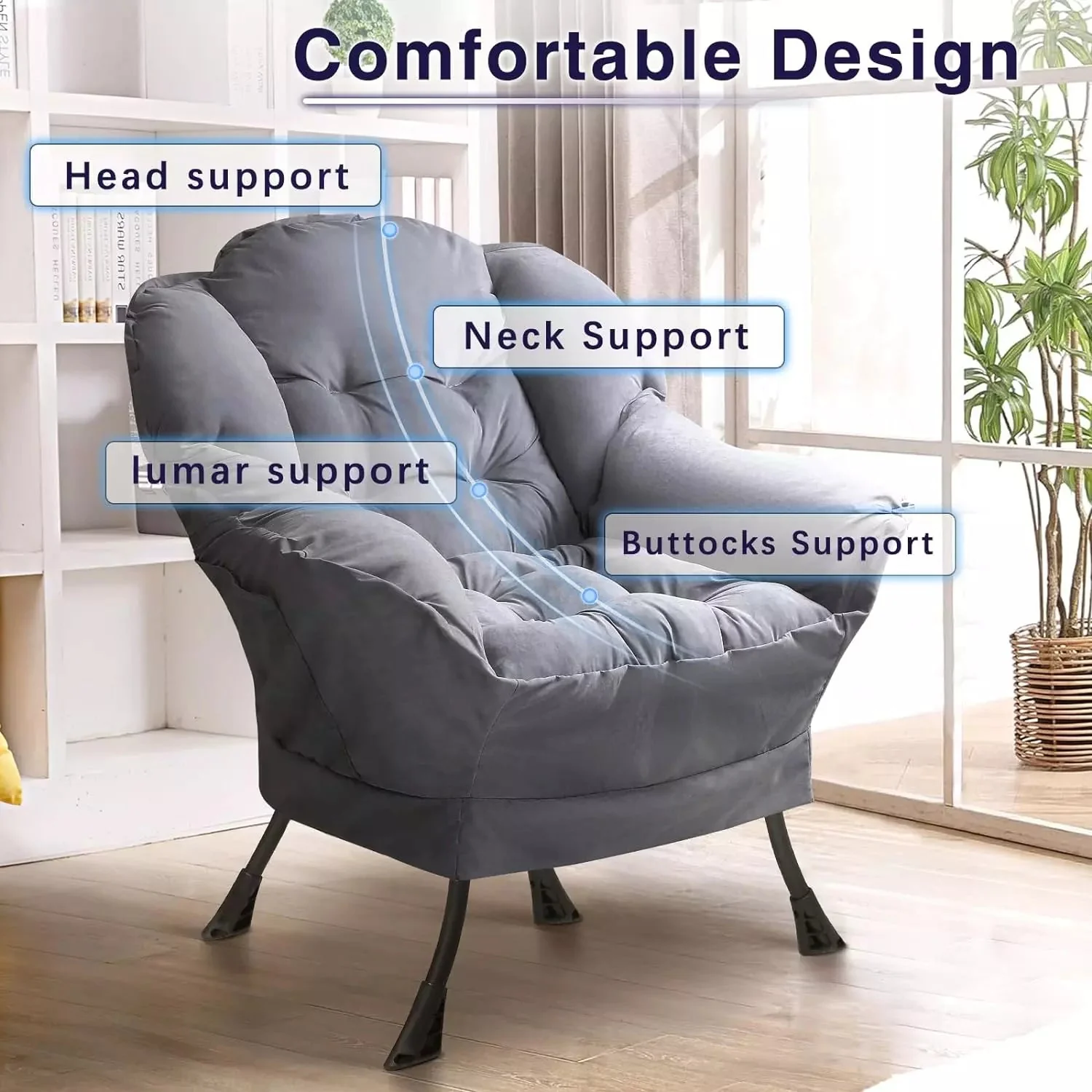 Vitesse Fabric Lazy Chair,Modern Comfortable Soft Sofa for Adults - Image 11