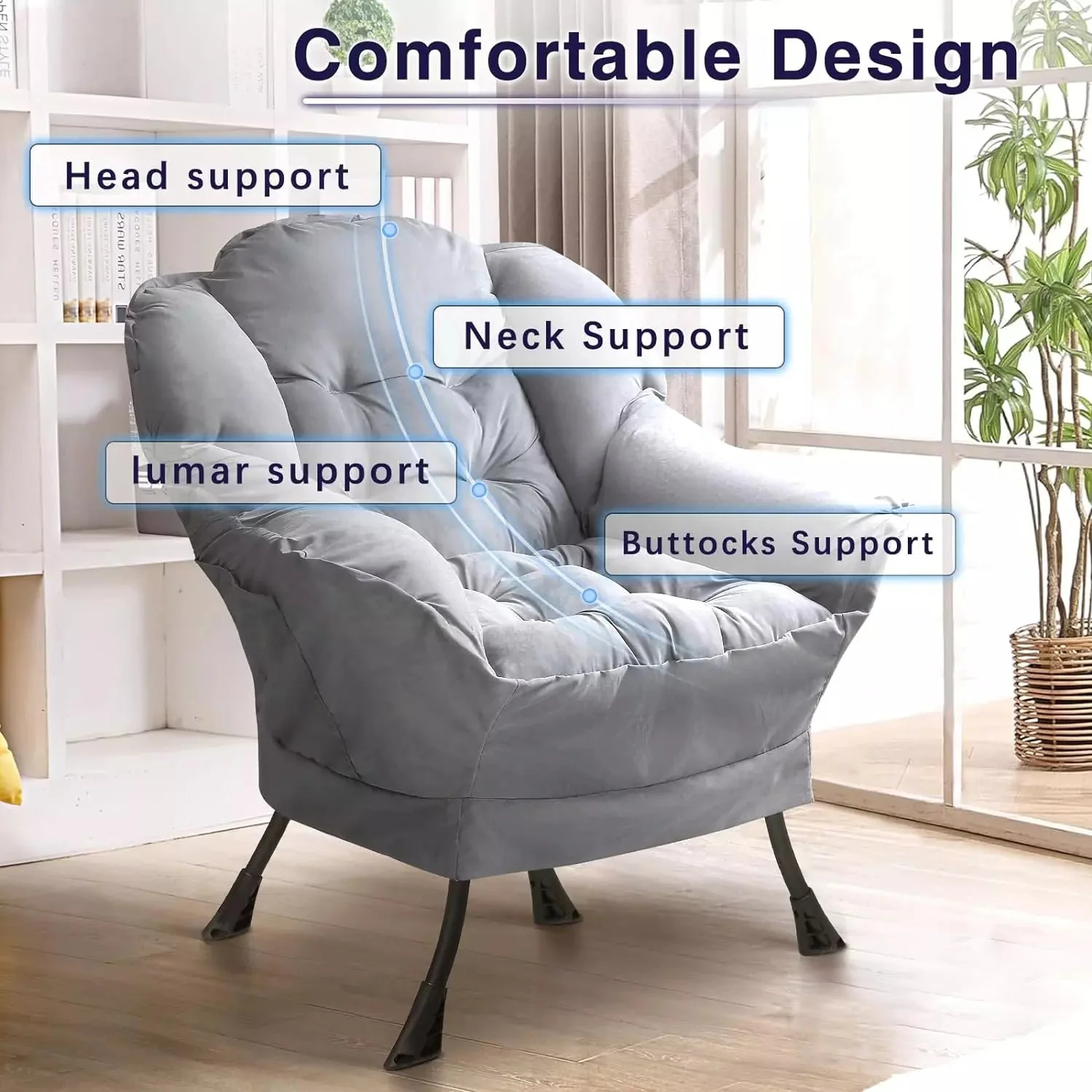 Vitesse Fabric Lazy Chair,Modern Comfortable Soft Sofa for Adults - Image 18