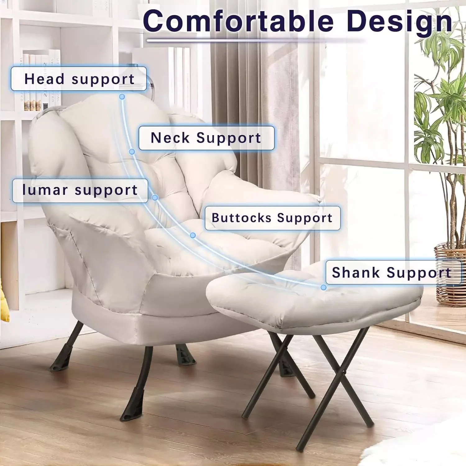 Vitesse Fabric Lazy Chair,Modern Comfortable Soft Sofa for Adults - Image 25