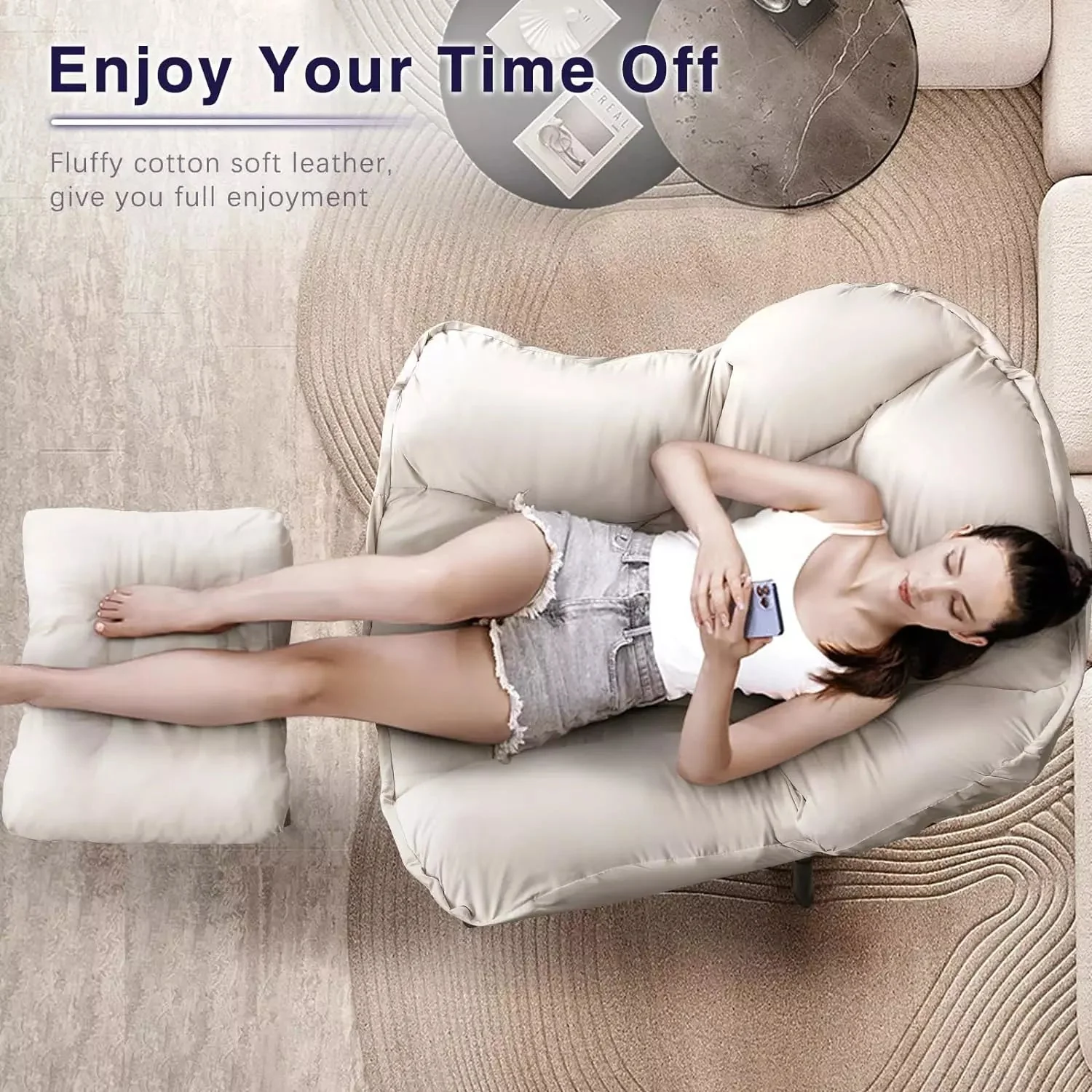 Vitesse Fabric Lazy Chair,Modern Comfortable Soft Sofa for Adults - Image 3