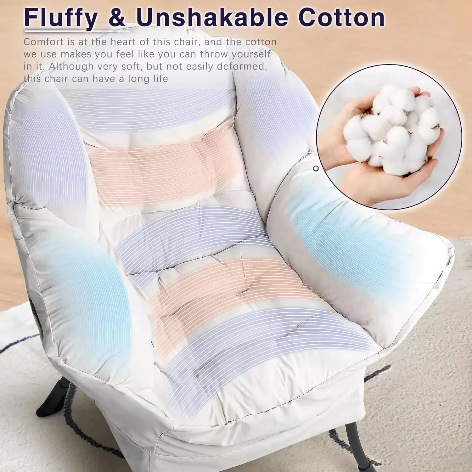 Vitesse Fabric Lazy Chair,Modern Comfortable Soft Sofa for Adults - Image 7