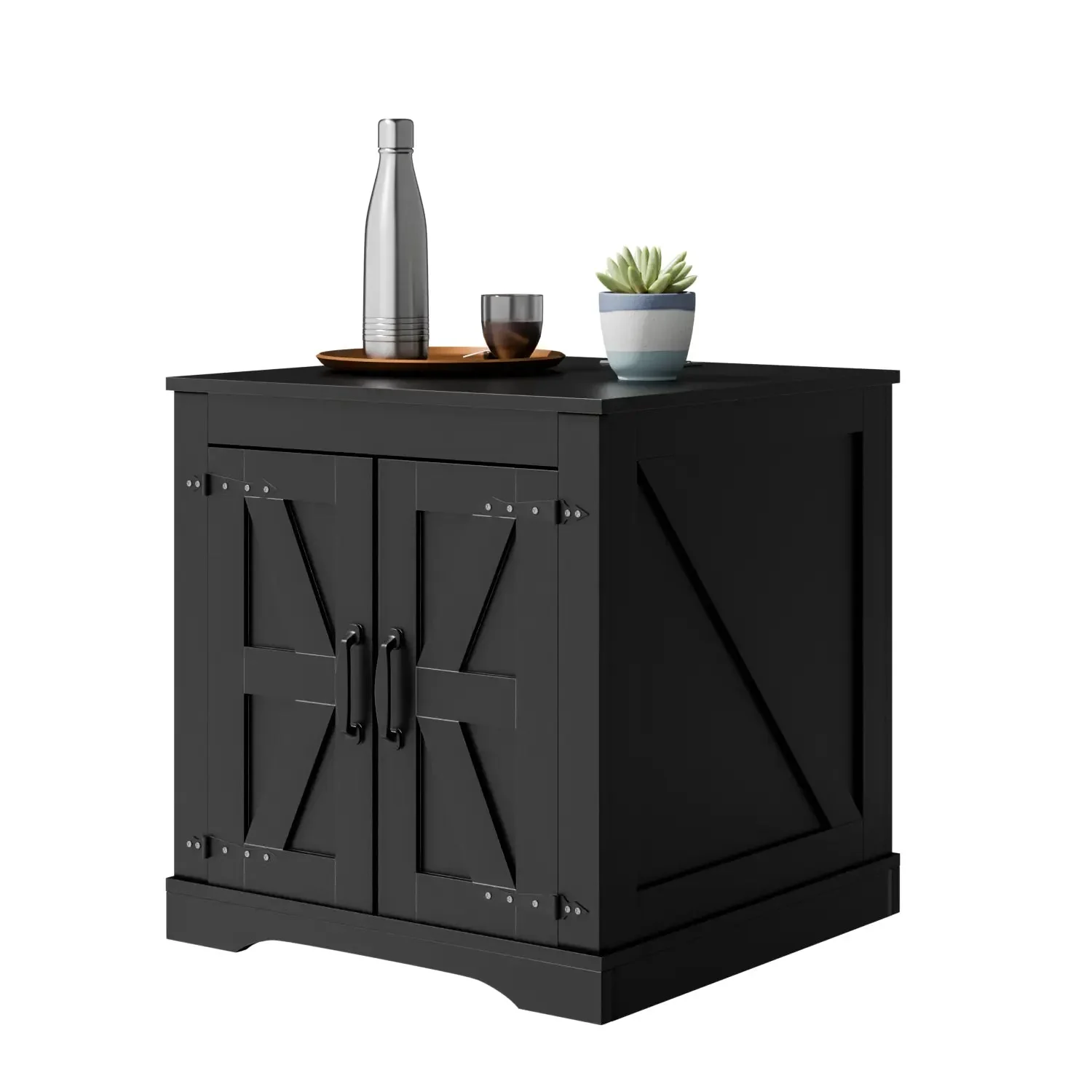 VITESSE Farmhouse End Table, 24" Large Sofa Side Table with Charging Station - Image 14