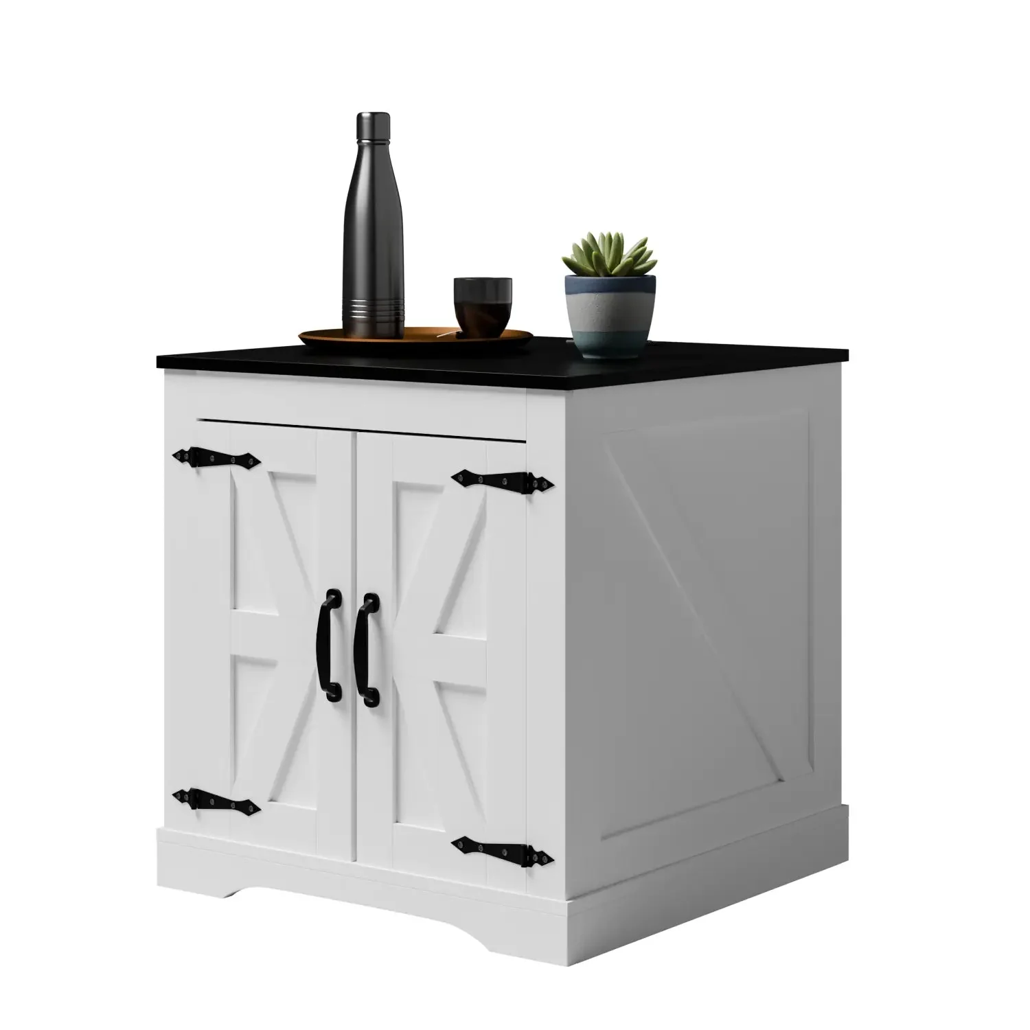 VITESSE Farmhouse End Table, 24" Large Sofa Side Table with Charging Station - Image 7
