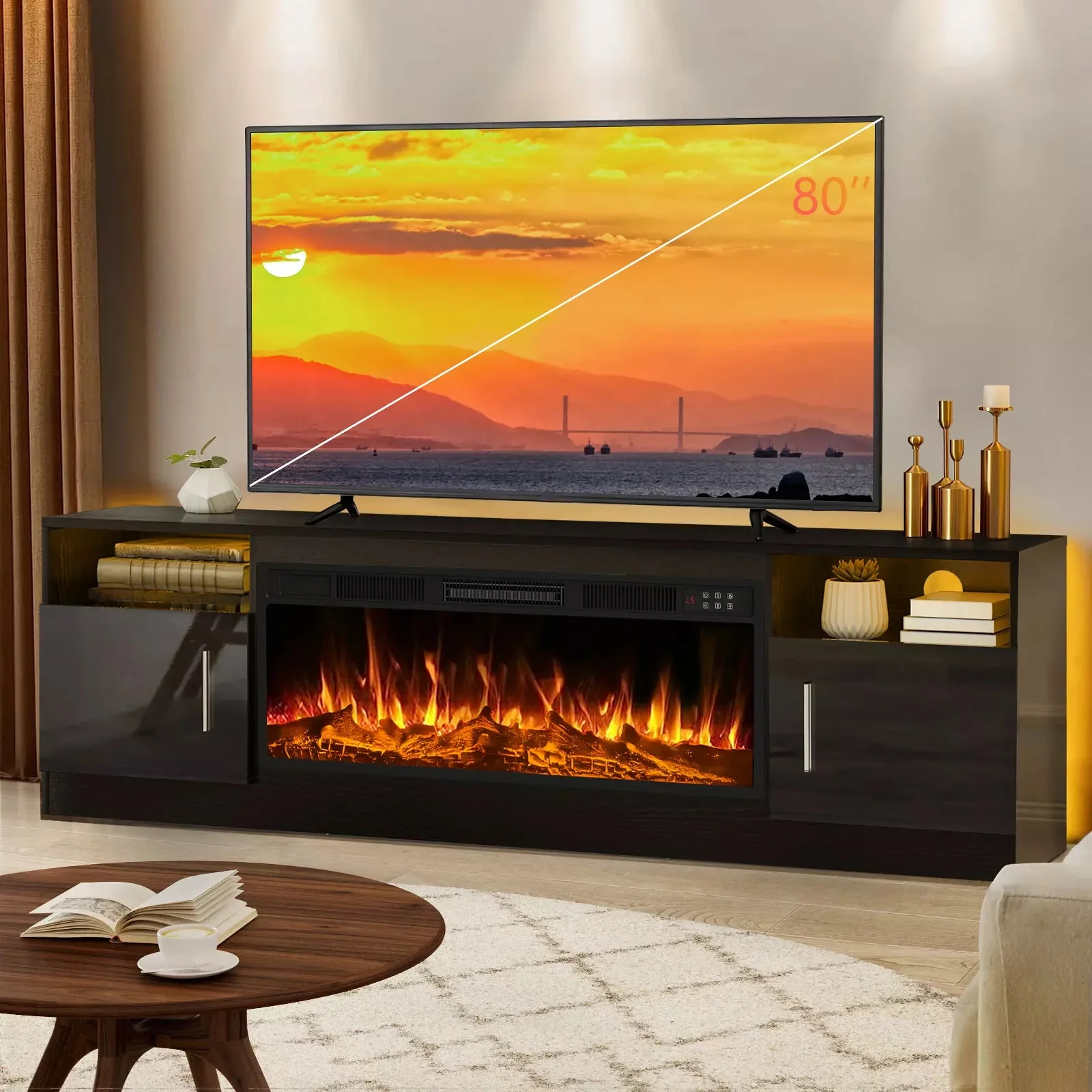 Vitesse 70 inches Fireplace TV Stand with 36 inch Fireplace Up to 80" TVs - Image 15