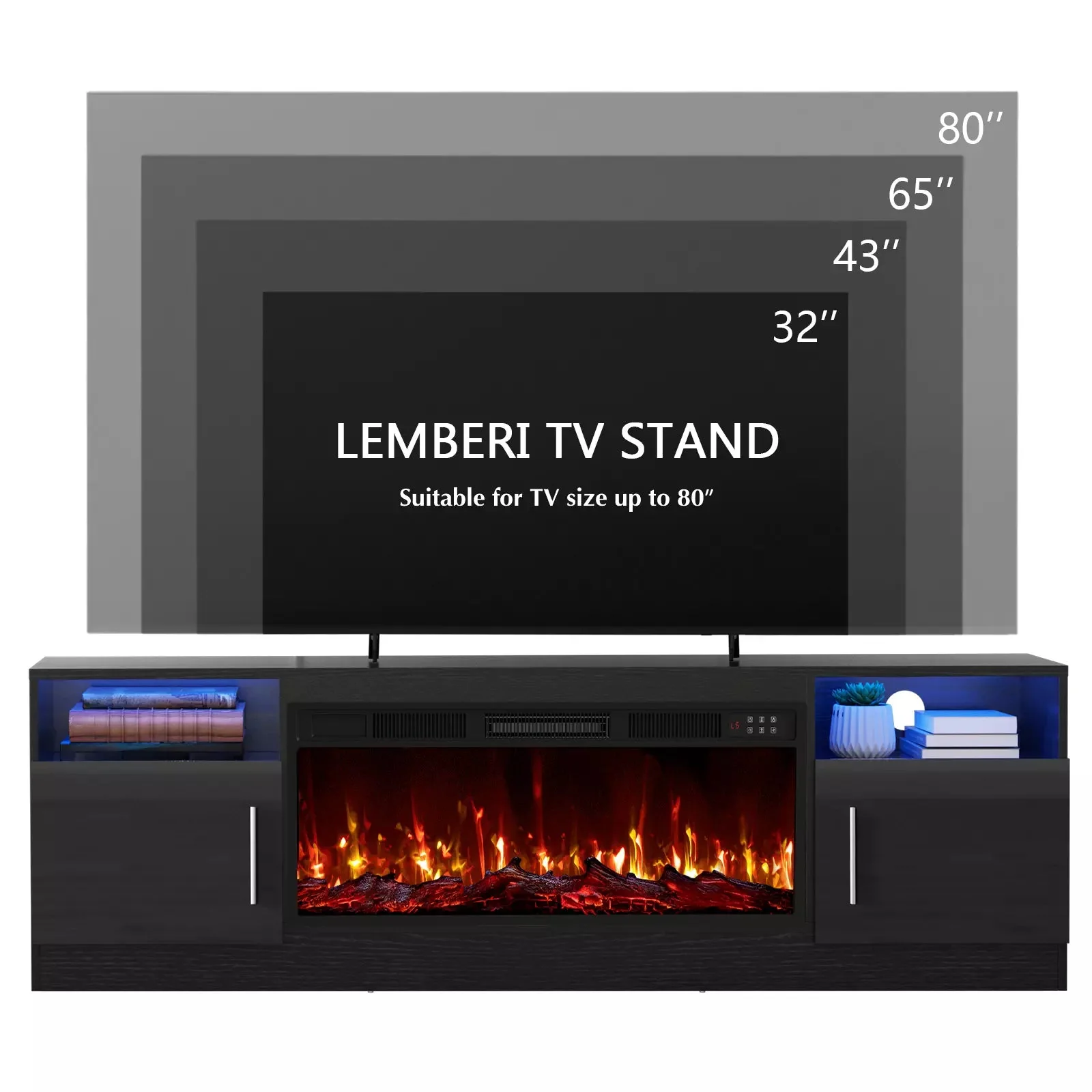 Vitesse 70 inches Fireplace TV Stand with 36 inch Fireplace Up to 80" TVs - Image 9