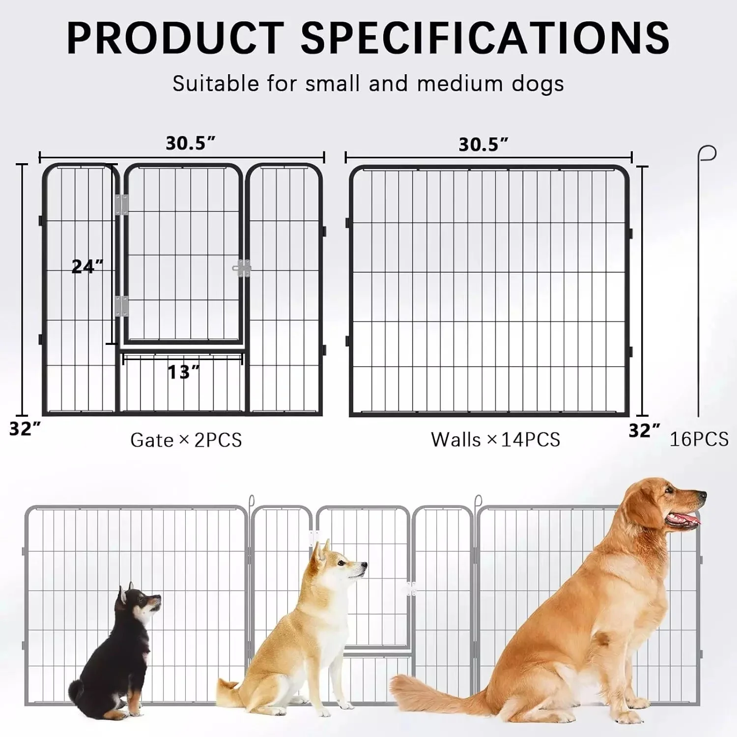 Waleaf Heavy Duty Metal Dog Playpen for Outdoor - Image 27