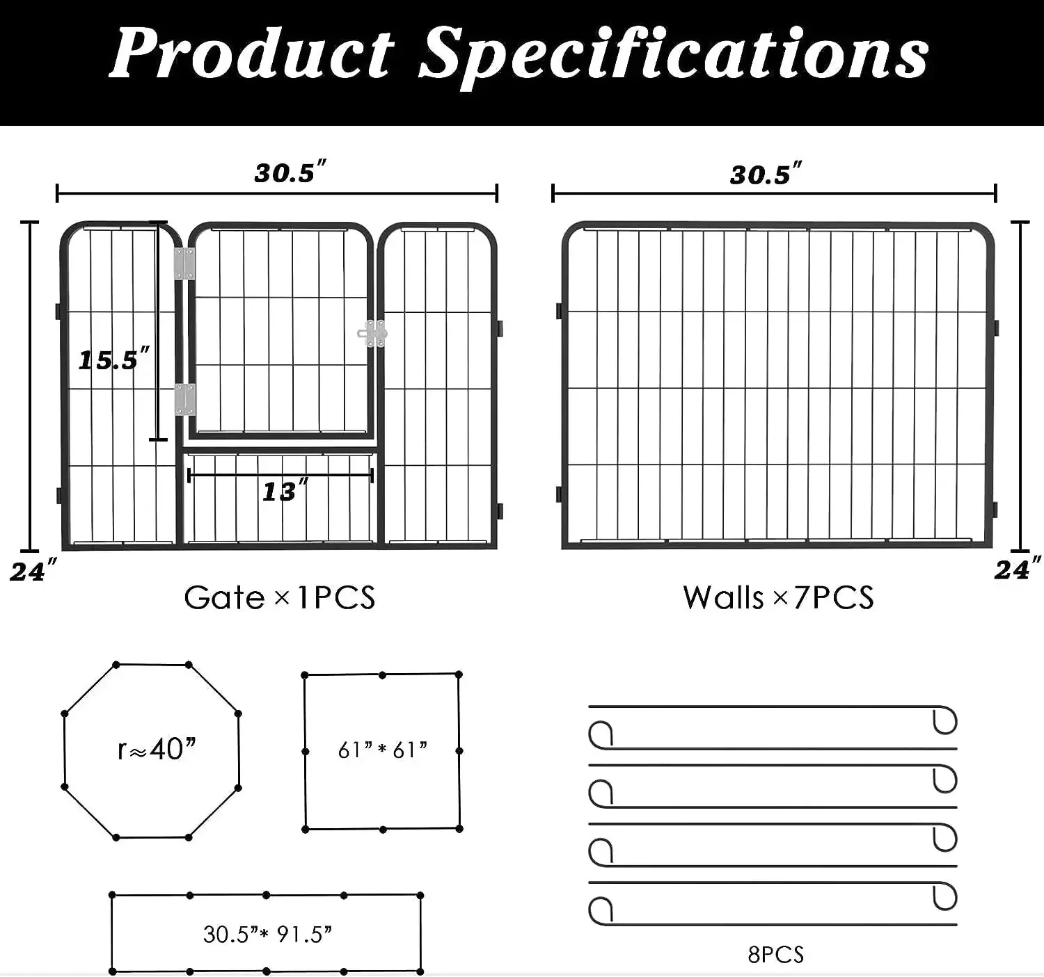 Waleaf Heavy Duty Metal Dog Playpen for Outdoor - Image 6