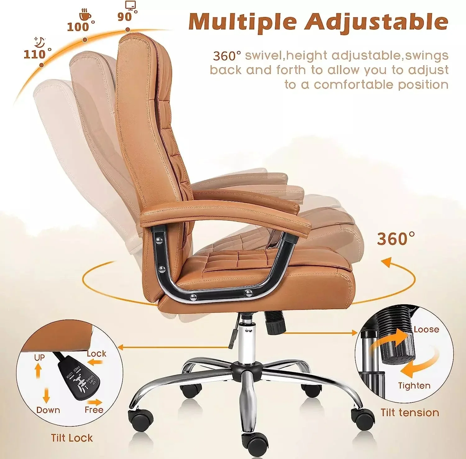 Vitesse Home Office Chair with Spring Cushion,400LBS High Back Executive Office Chair - Image 12