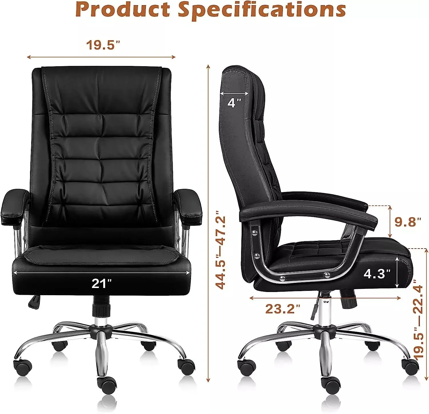 Vitesse Home Office Chair with Spring Cushion,400LBS High Back Executive Office Chair - Image 7