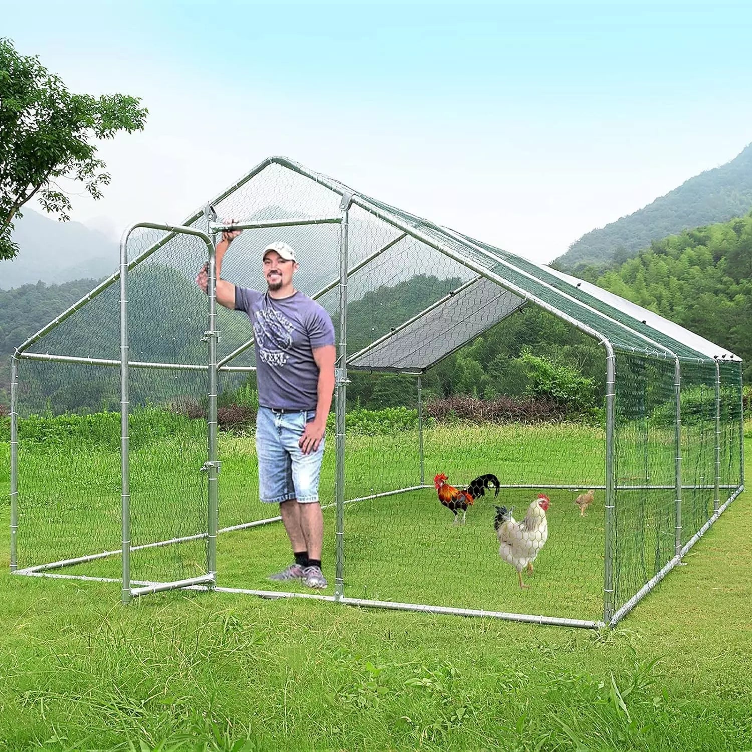Vitesse Large Metal Chicken Coop with Waterproof and Anti-UV Cover CC01 - Image 15