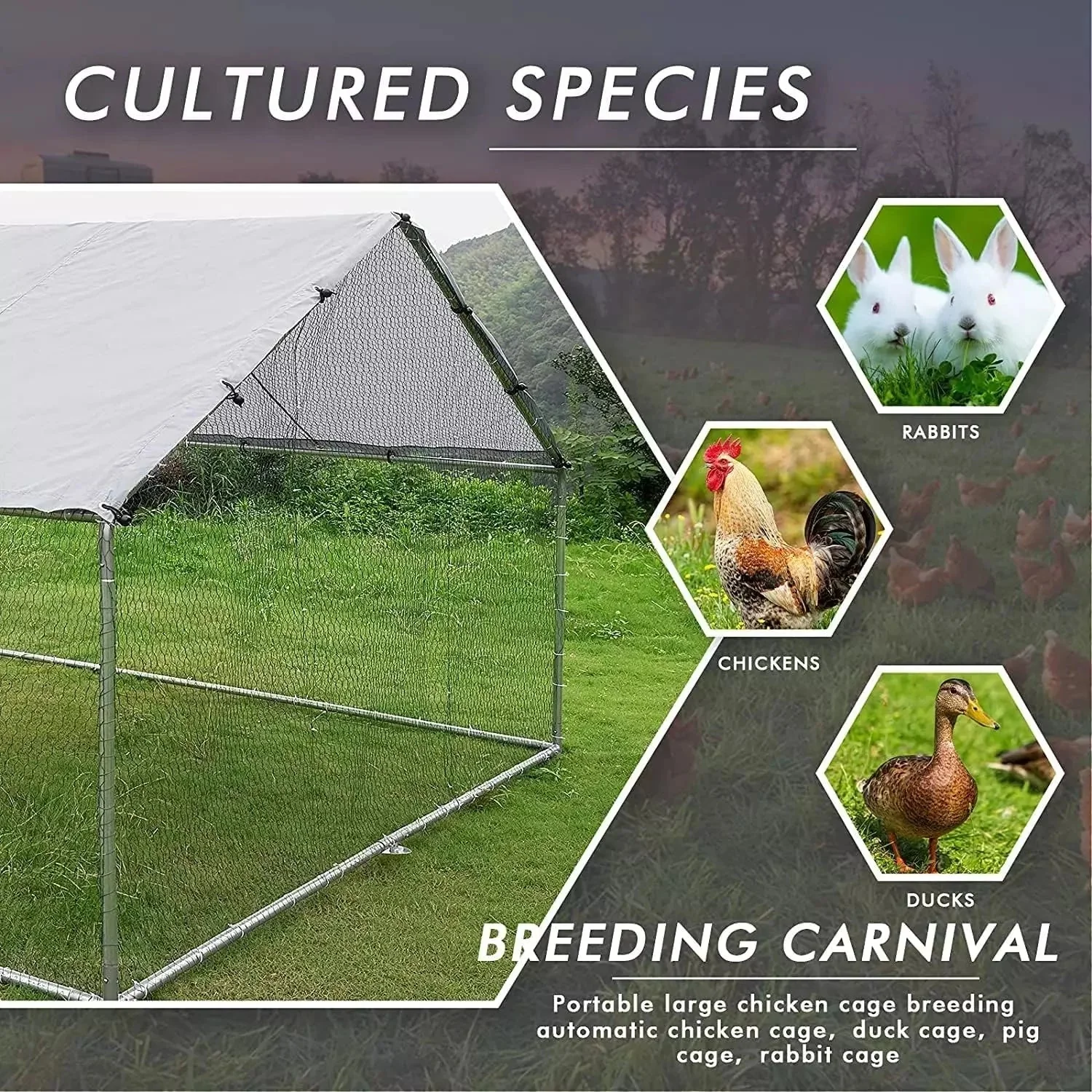 Vitesse Large Metal Chicken Coop with Waterproof and Anti-UV Cover CC01 - Image 5