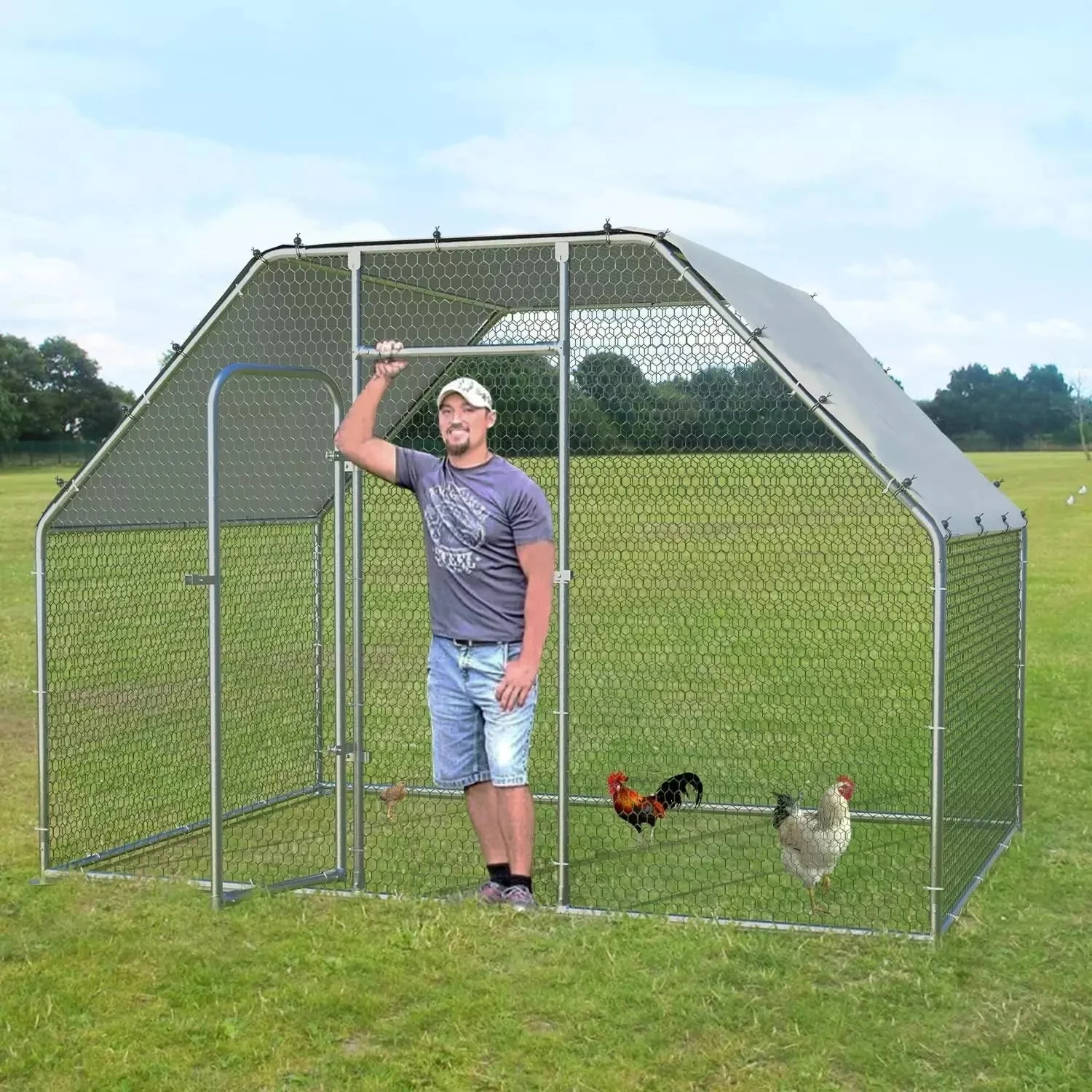 Vitesse Large Metal Chicken Coop with Waterproof and Anti-UV Cover CC02