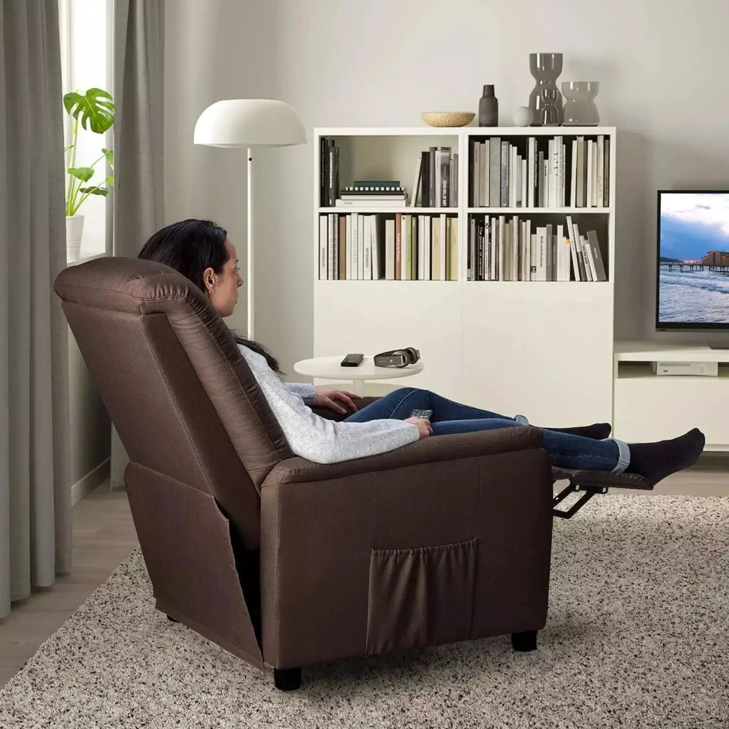 Vitesse Modern Fabric Recliner Chair, Home Theater Seating with Pocket, Lounge Recliner Sofa with Footrest - Image 10