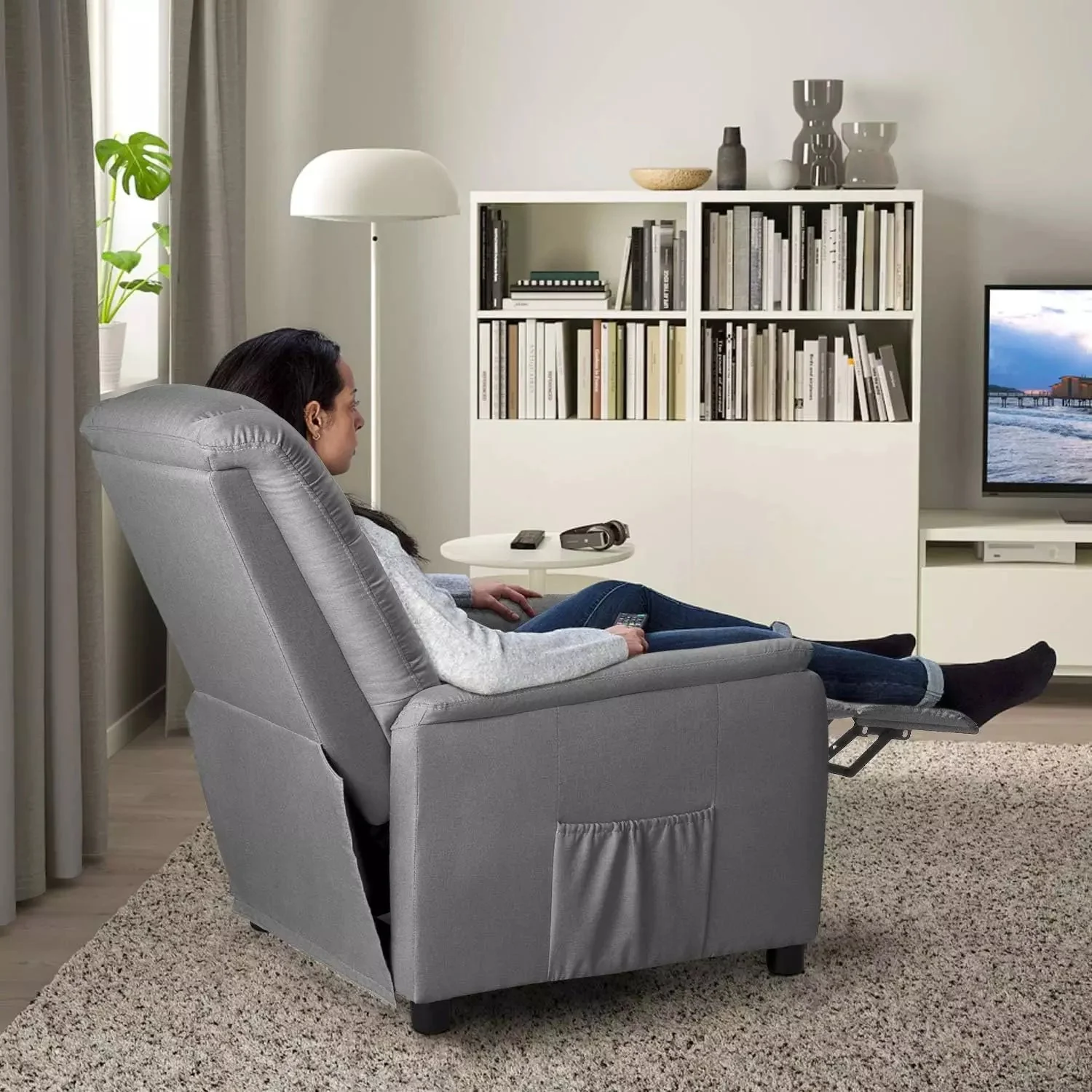 VITESSE Modern Fabric Recliner Chair, Home Theater Seating with Pocket, Lounge Recliner Sofa with Footrest and Backrest - Image 17