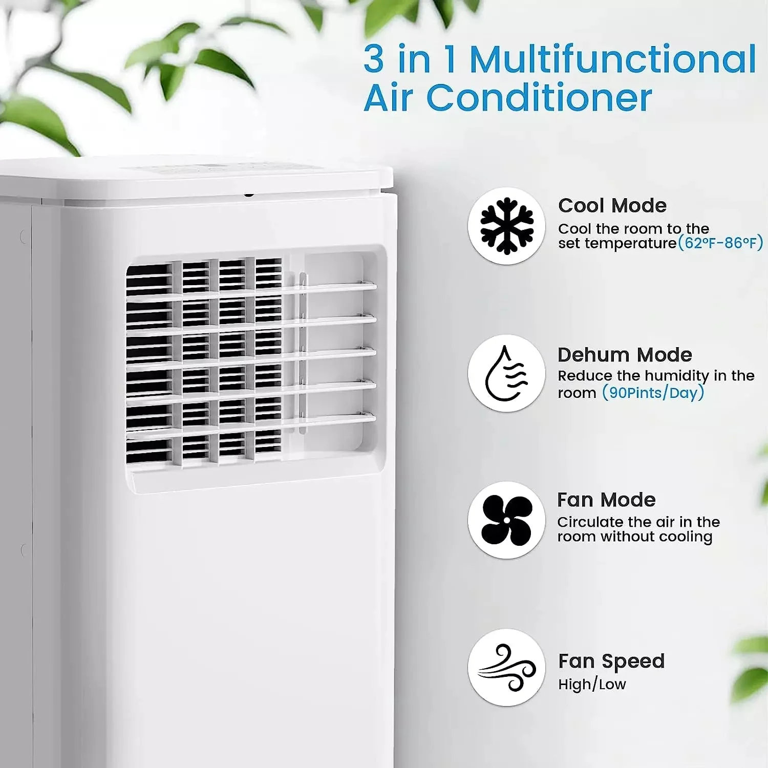 Vitesse Portable Air Conditioners with Remote Control,3 in 1 Compact Cooling Unit up to 350 Sq,White - Image 12