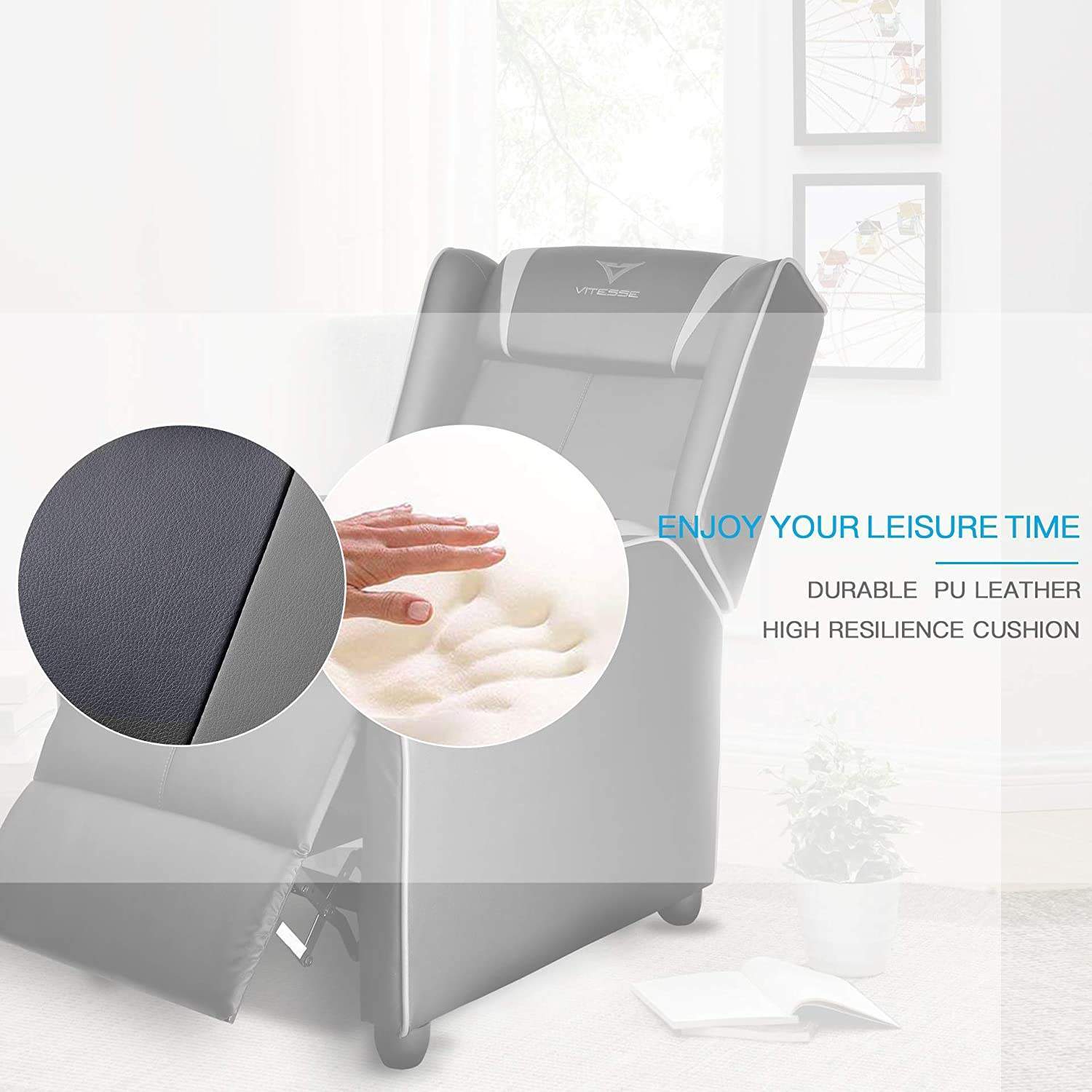 Vitesse Racing Style Single Gaming Recliner & Sofa, Theater Seat - Image 11