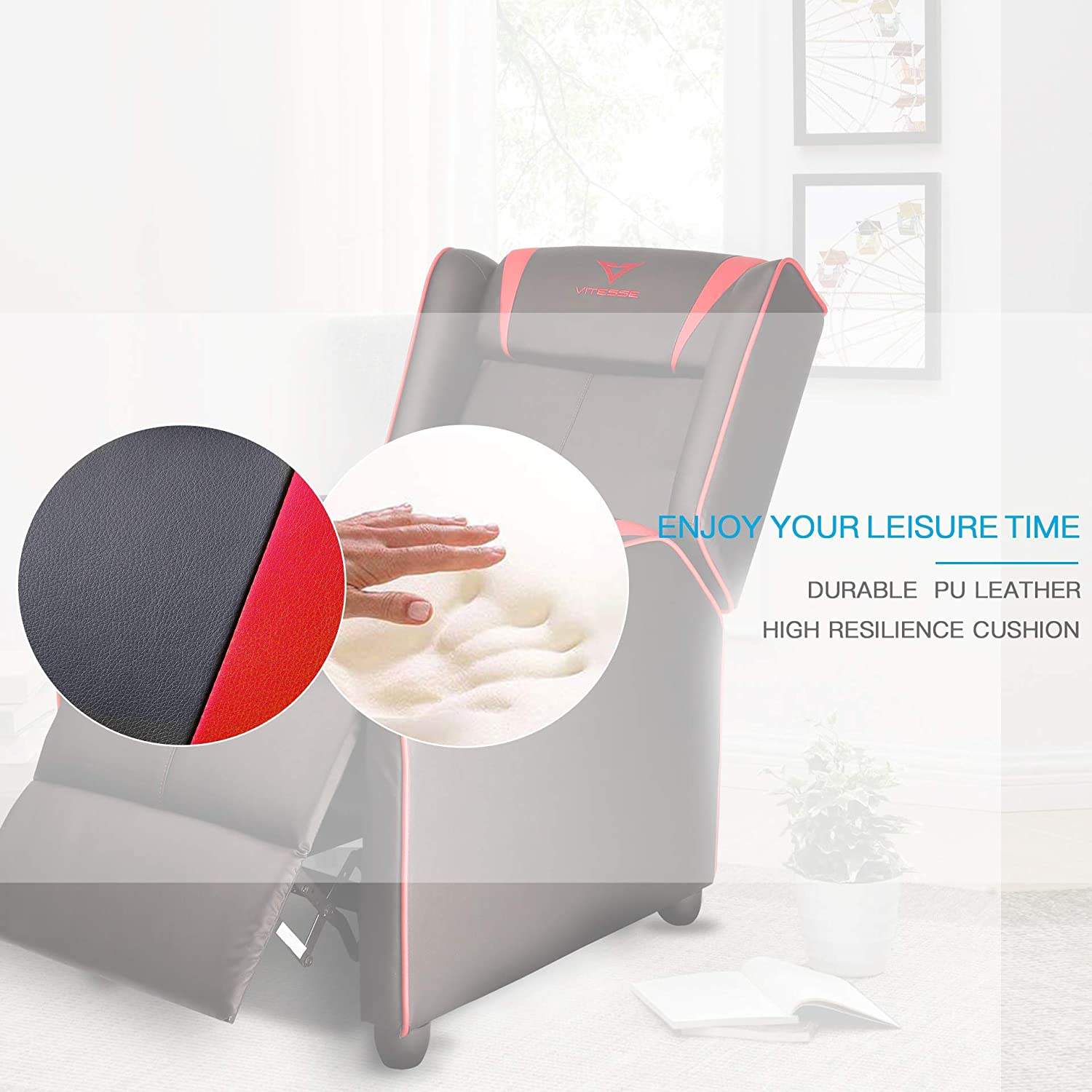 Vitesse Racing Style Single Gaming Recliner & Sofa, Theater Seat - Image 18
