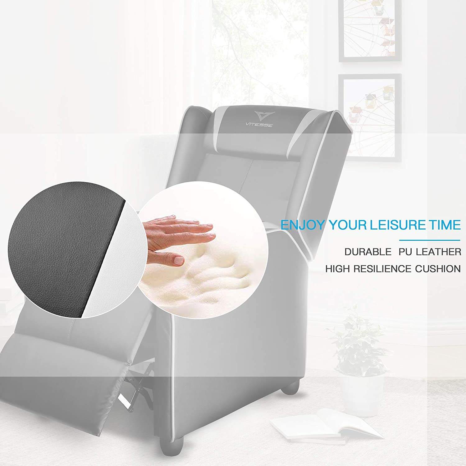 Vitesse Racing Style Single Gaming Recliner & Sofa, Theater Seat - Image 25