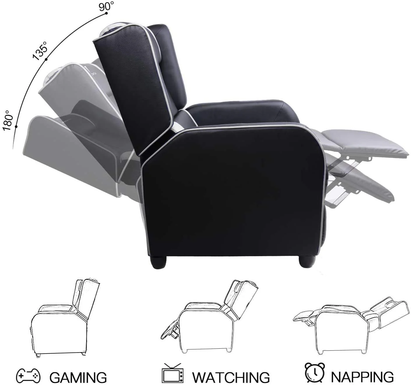 Vitesse Racing Style Single Gaming Recliner & Sofa, Theater Seat - Image 27