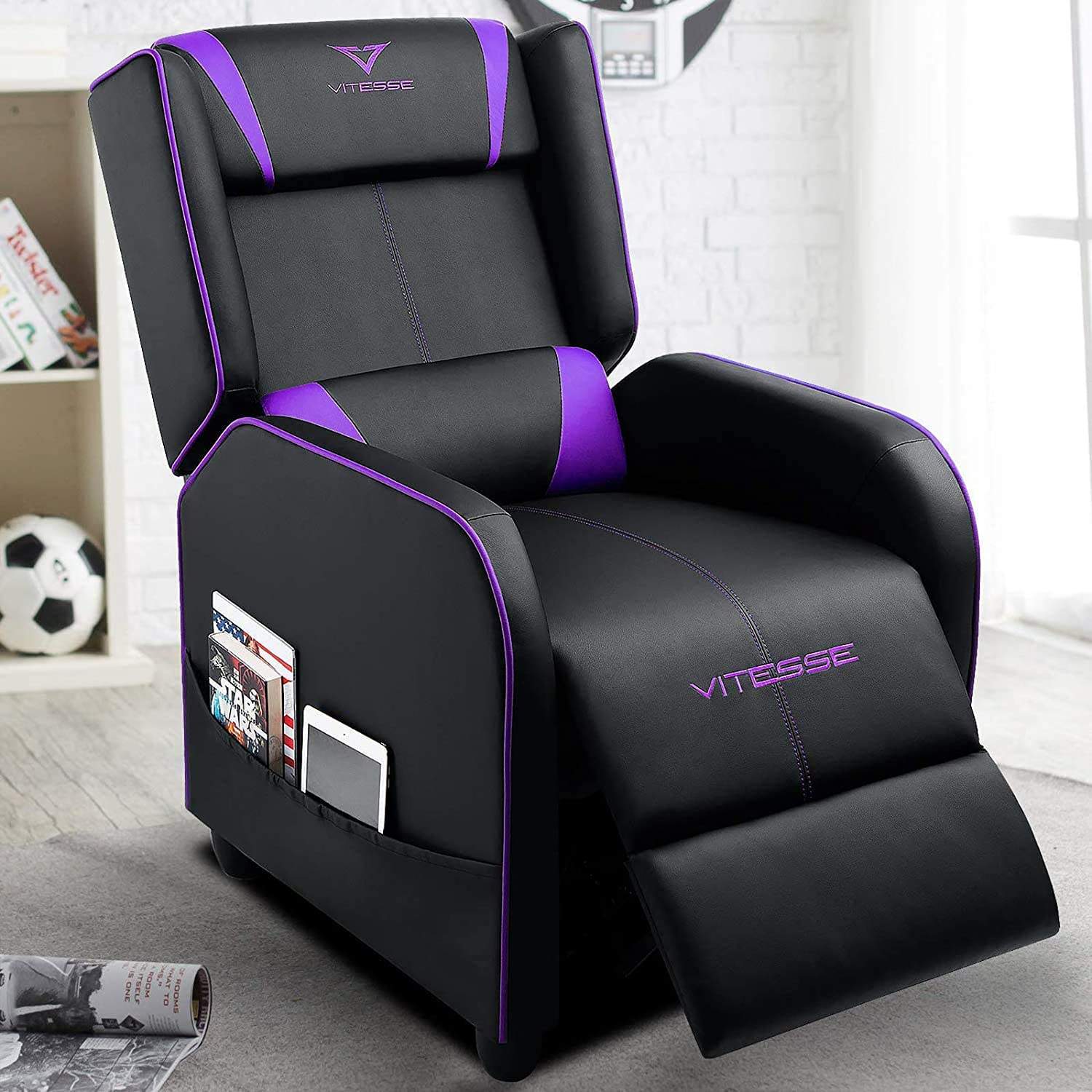 Vitesse Racing Style Single Gaming Recliner & Sofa, Theater Seat - Image 29