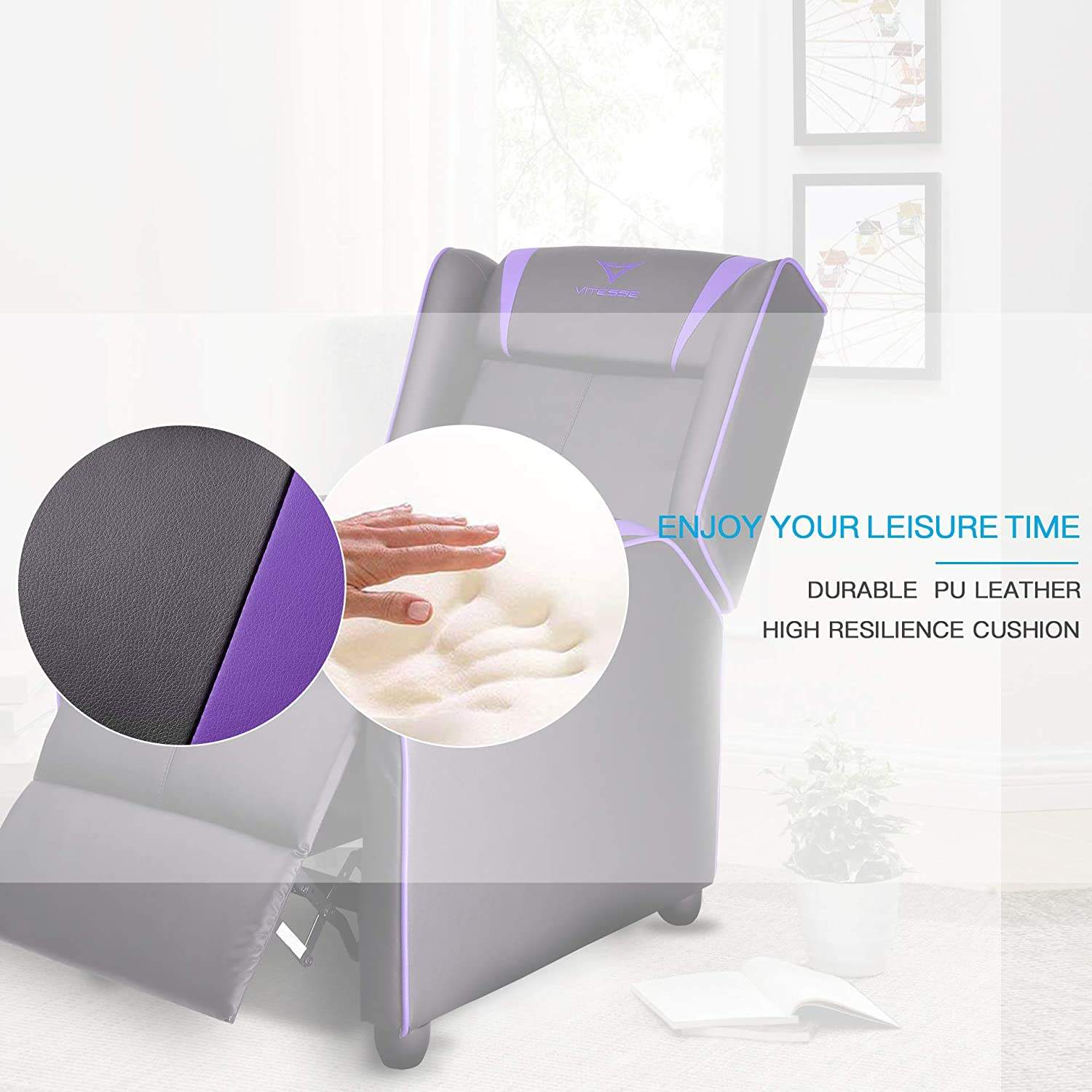 Vitesse Racing Style Single Gaming Recliner & Sofa, Theater Seat - Image 32