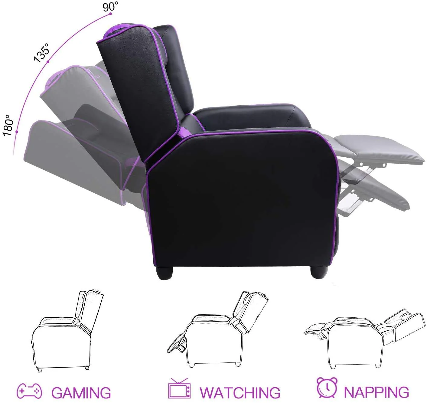 Vitesse Racing Style Single Gaming Recliner & Sofa, Theater Seat - Image 34