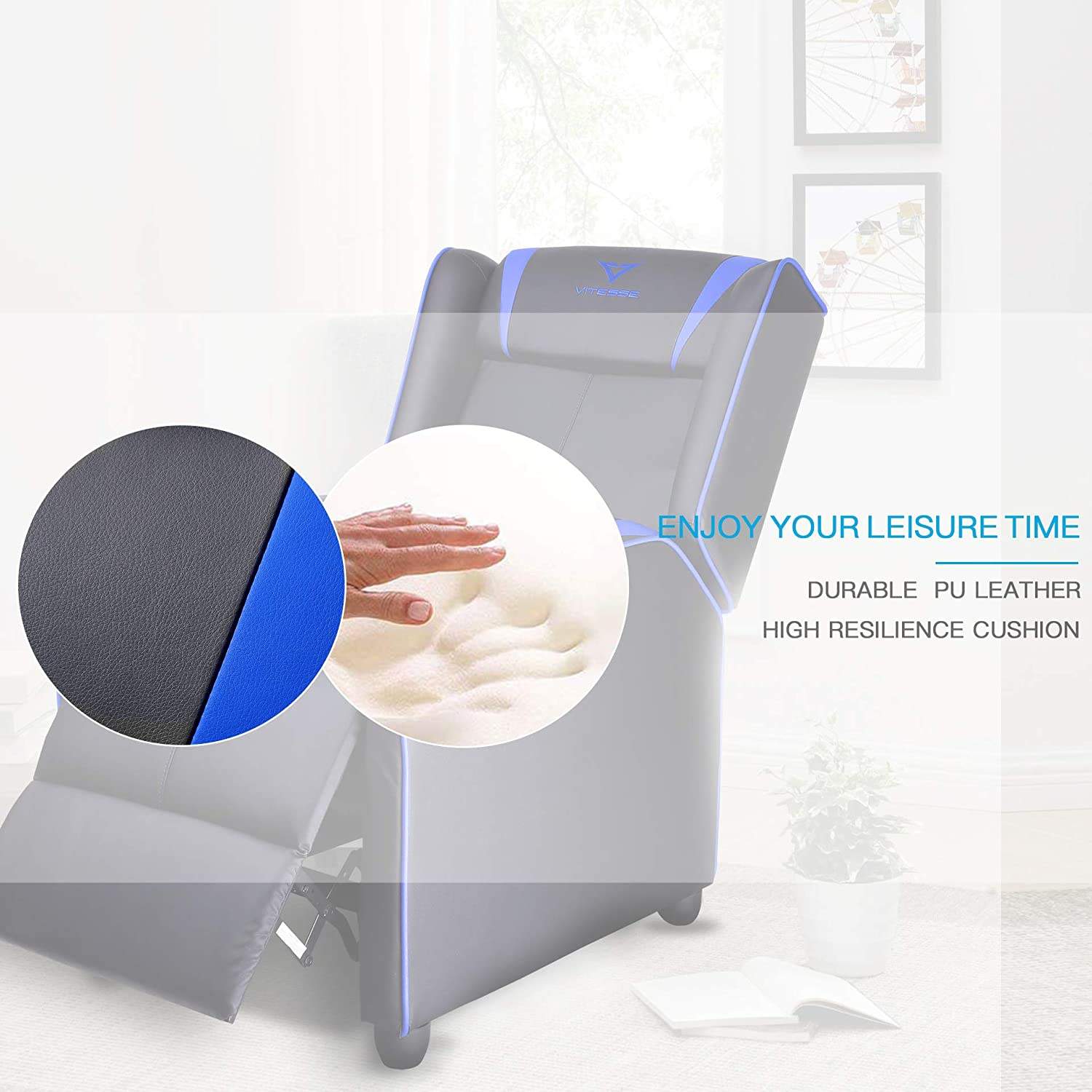 Vitesse Racing Style Single Gaming Recliner & Sofa, Theater Seat - Image 4