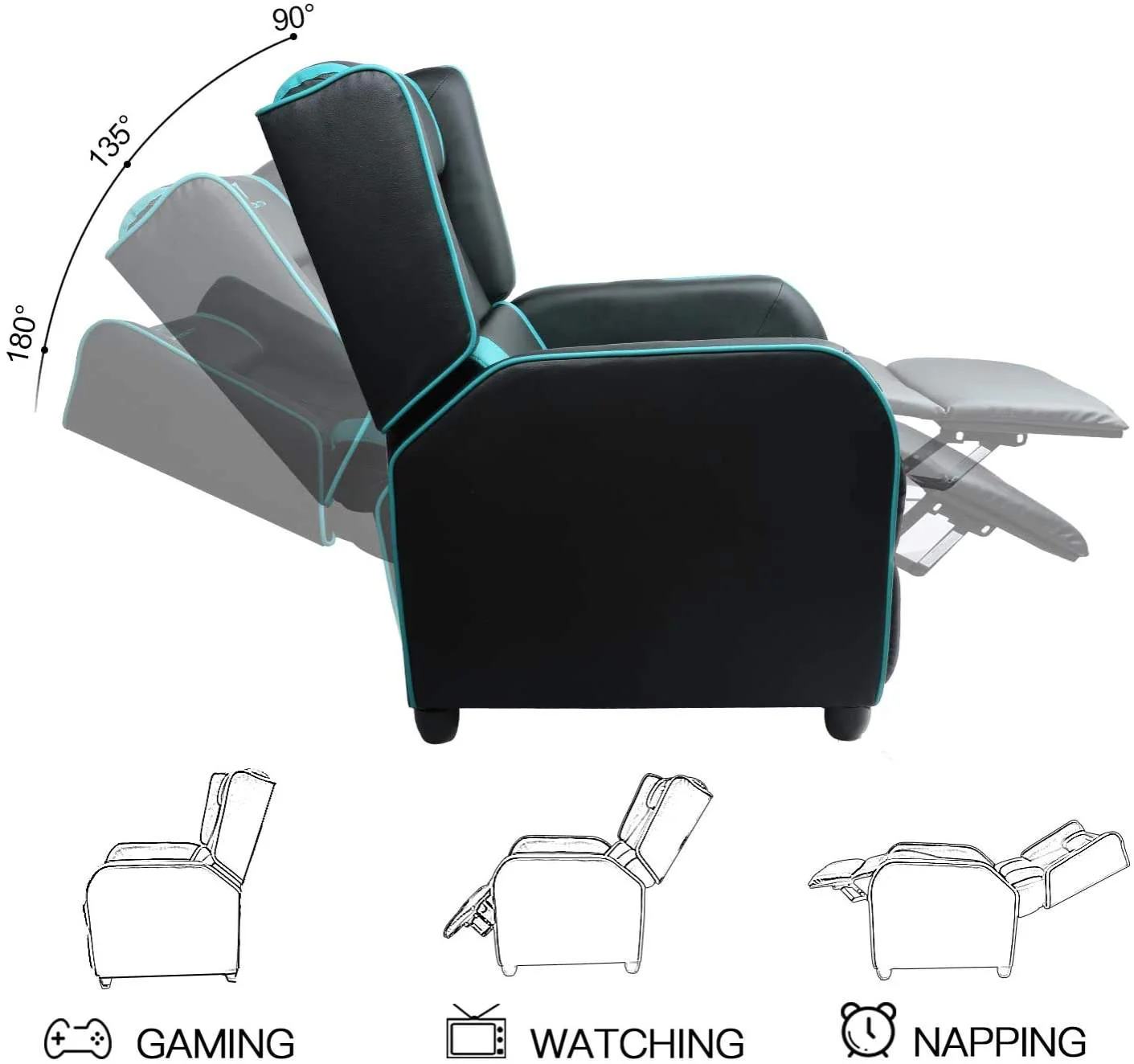 Vitesse Racing Style Single Gaming Recliner & Sofa, Theater Seat - Image 41