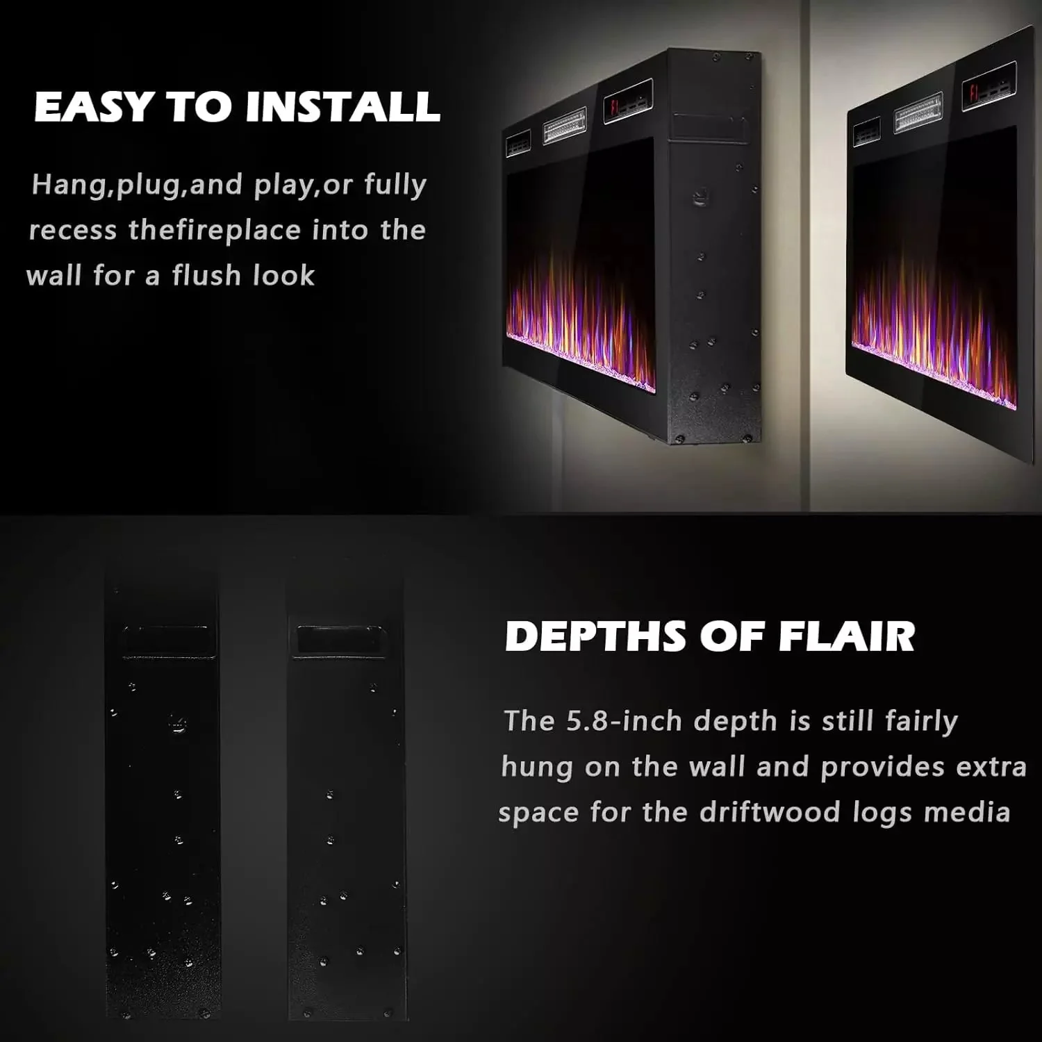 VITESSE Ultra-Thin Silence Linear Mirrored Electric Fireplace - Image 16
