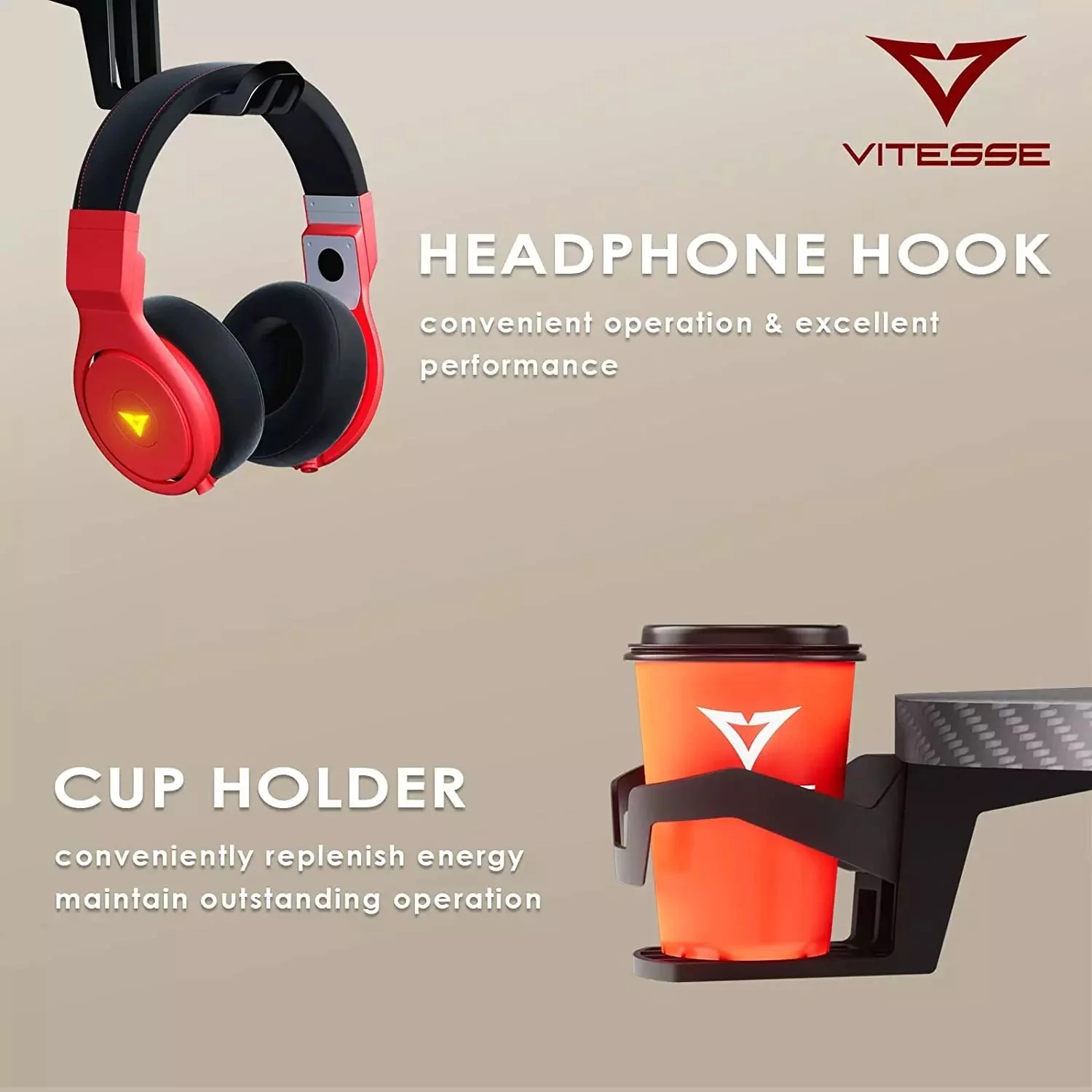 Vitesse Ergonomic Z-Shaped Gaming Desk with Mousepad and Handle Rack ZD01 - Image 13