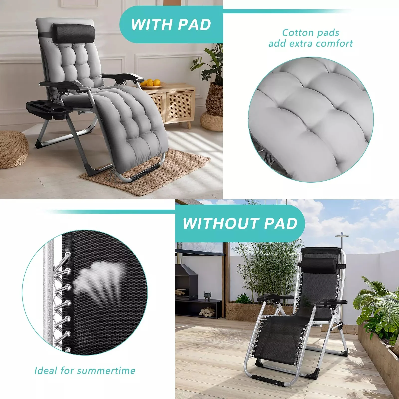 VITESSE Zero Gravity Chair,Adjustable Folding Reclining Lounge Chair - Image 4