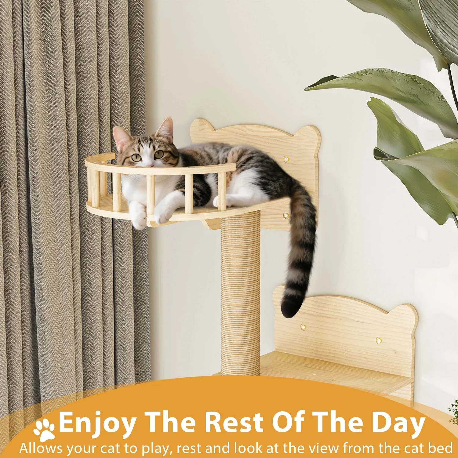 Waleaf 16 Piece Cat Wall Shelves for Indoor cats,Wall Mounted Cat Climber Set with House,Tunnel,Bridge,Steps,Scratcher,Bed - Image 12