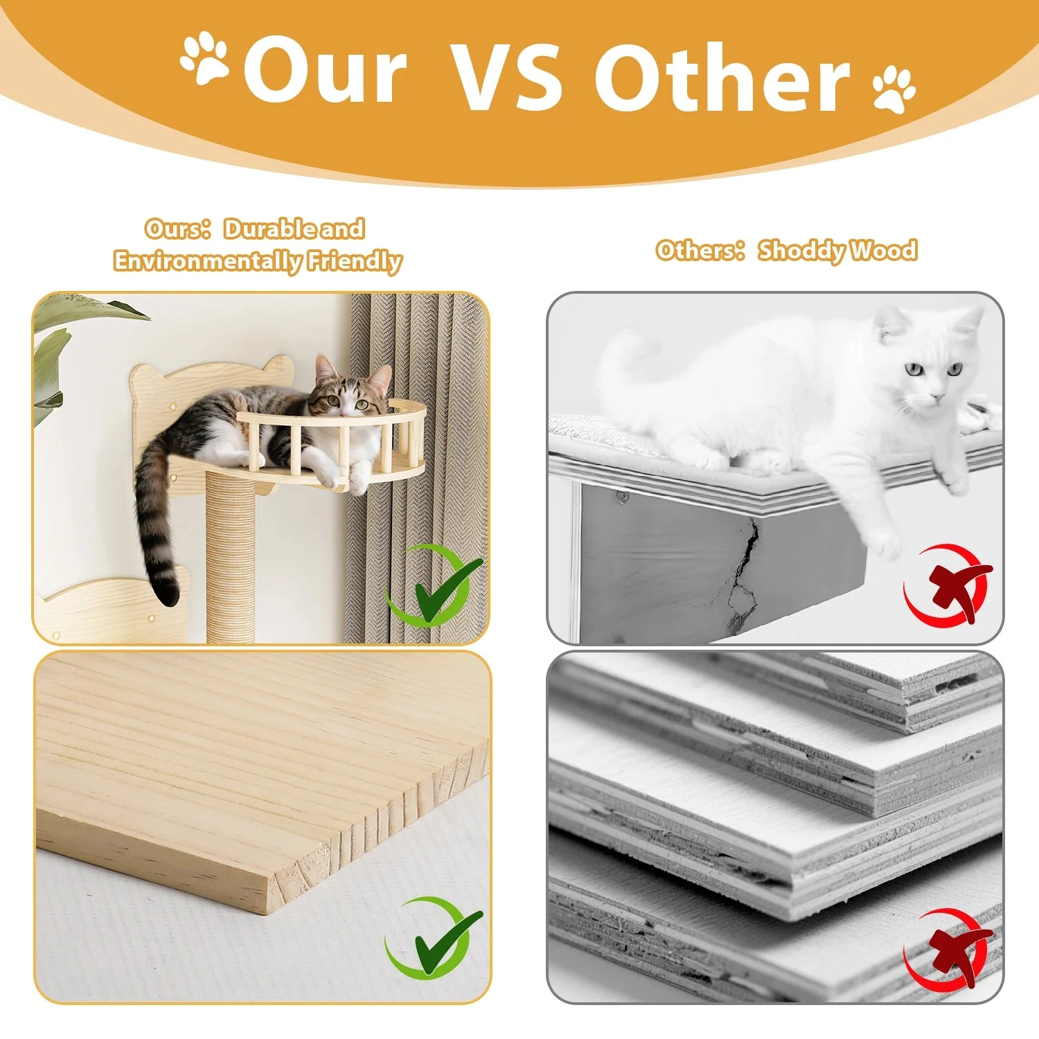 Waleaf 16 Piece Cat Wall Shelves for Indoor cats,Wall Mounted Cat Climber Set with House,Tunnel,Bridge,Steps,Scratcher,Bed - Image 14