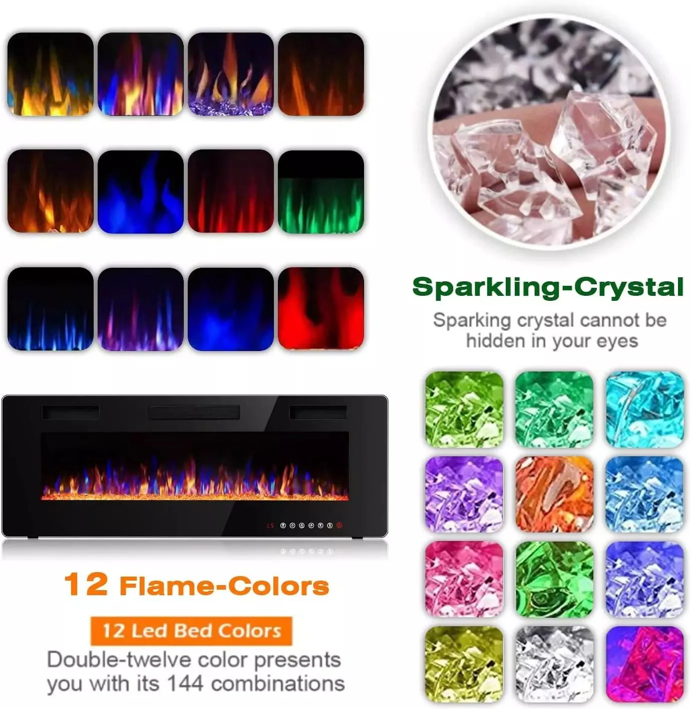 WALEAF No.1 Ultra-Thin Wall Mounted & Recessed Electric Fireplace, 30 inch - Image 6