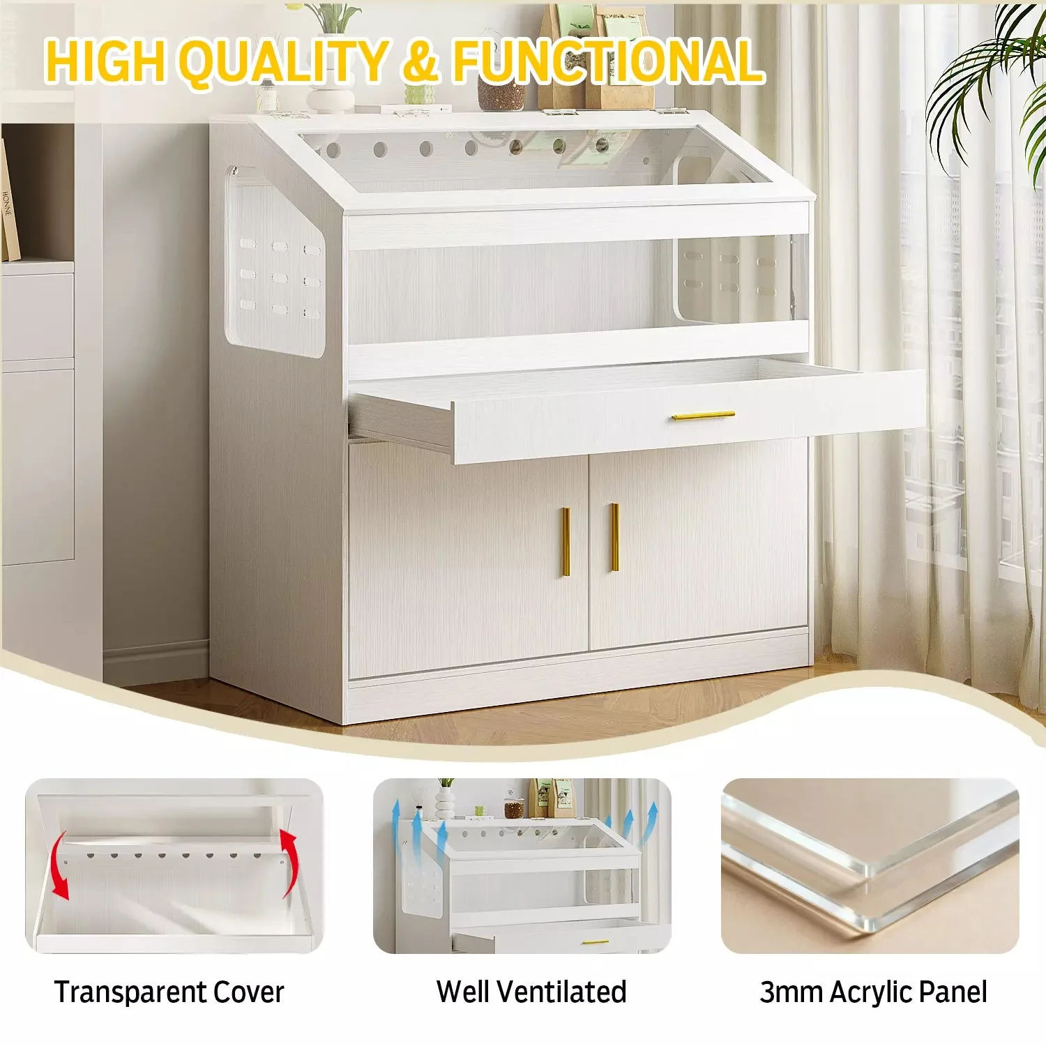 Waleaf 39 inch Hamster Cage with Acrylic Panels & Storage Shelf, Openable Top Habitats for All Your Small Pets（39.4" x19.7"x 40.4"） - Image 2
