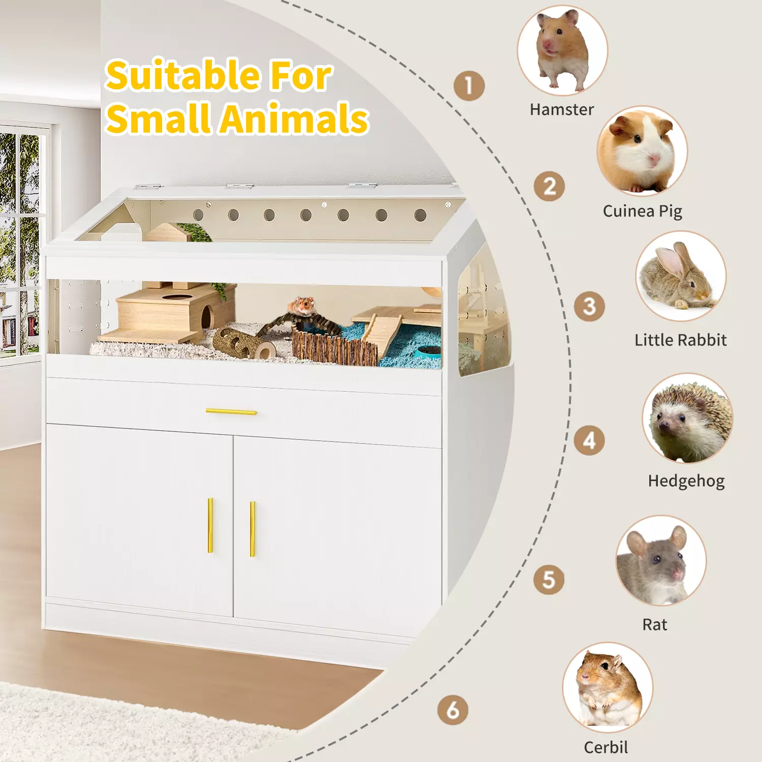 Waleaf 39 inch Hamster Cage with Acrylic Panels & Storage Shelf, Openable Top Habitats for All Your Small Pets（39.4" x19.7"x 40.4"） - Image 7