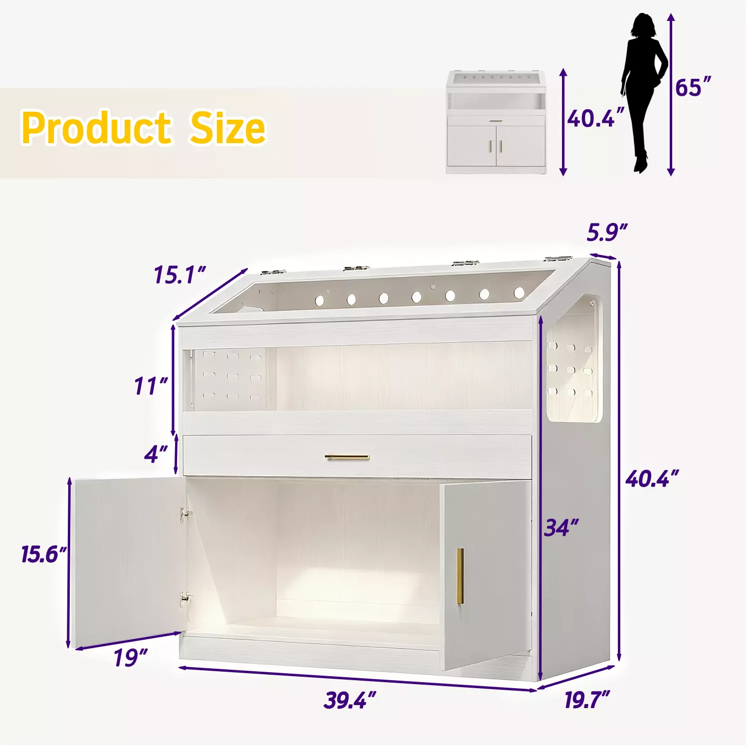 Waleaf 39 inch Hamster Cage with Acrylic Panels & Storage Shelf, Openable Top Habitats for All Your Small Pets（39.4" x19.7"x 40.4"） - Image 8
