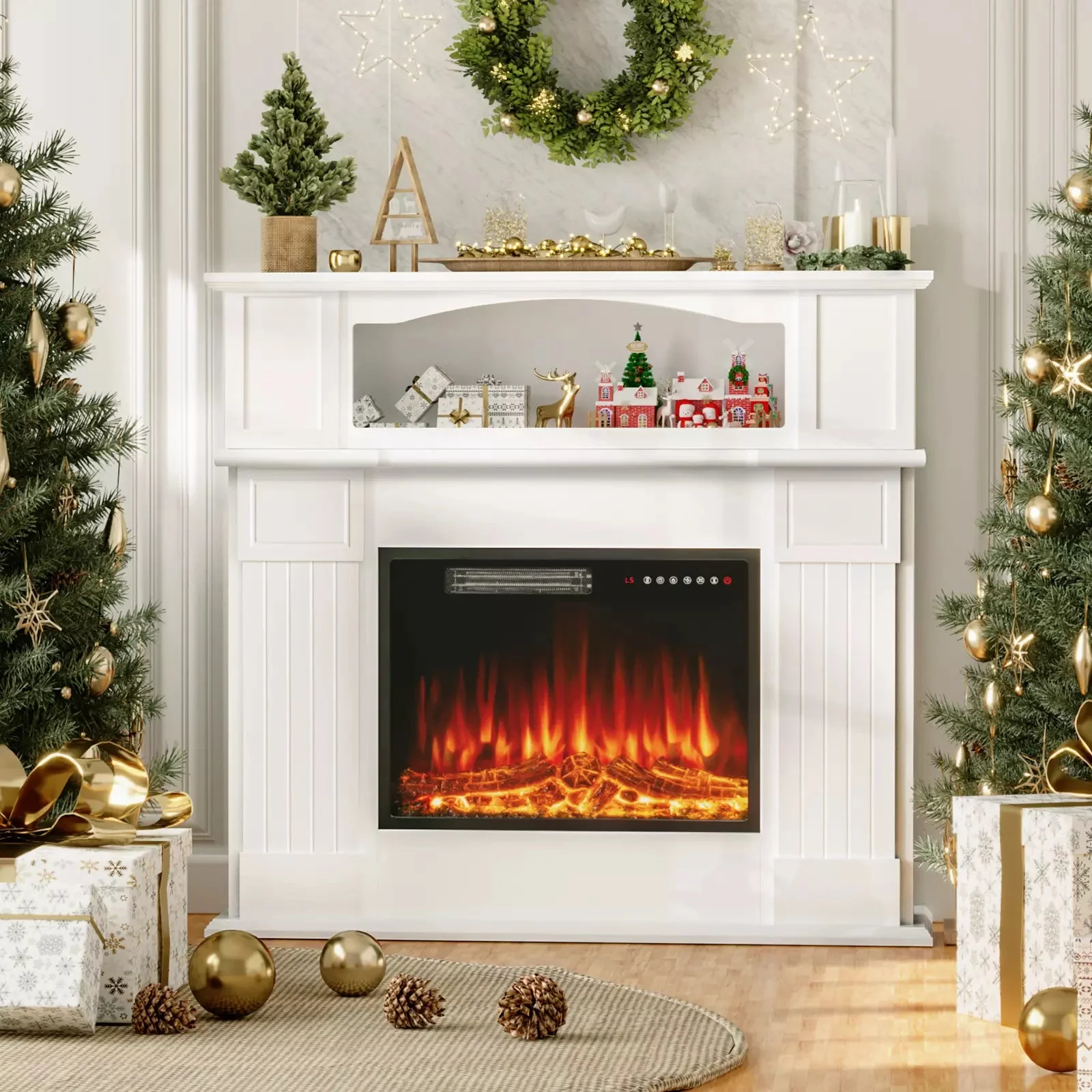 Waleaf 43" Electric Fireplace with Mantel, 23 inch Electric Fireplace Insert
