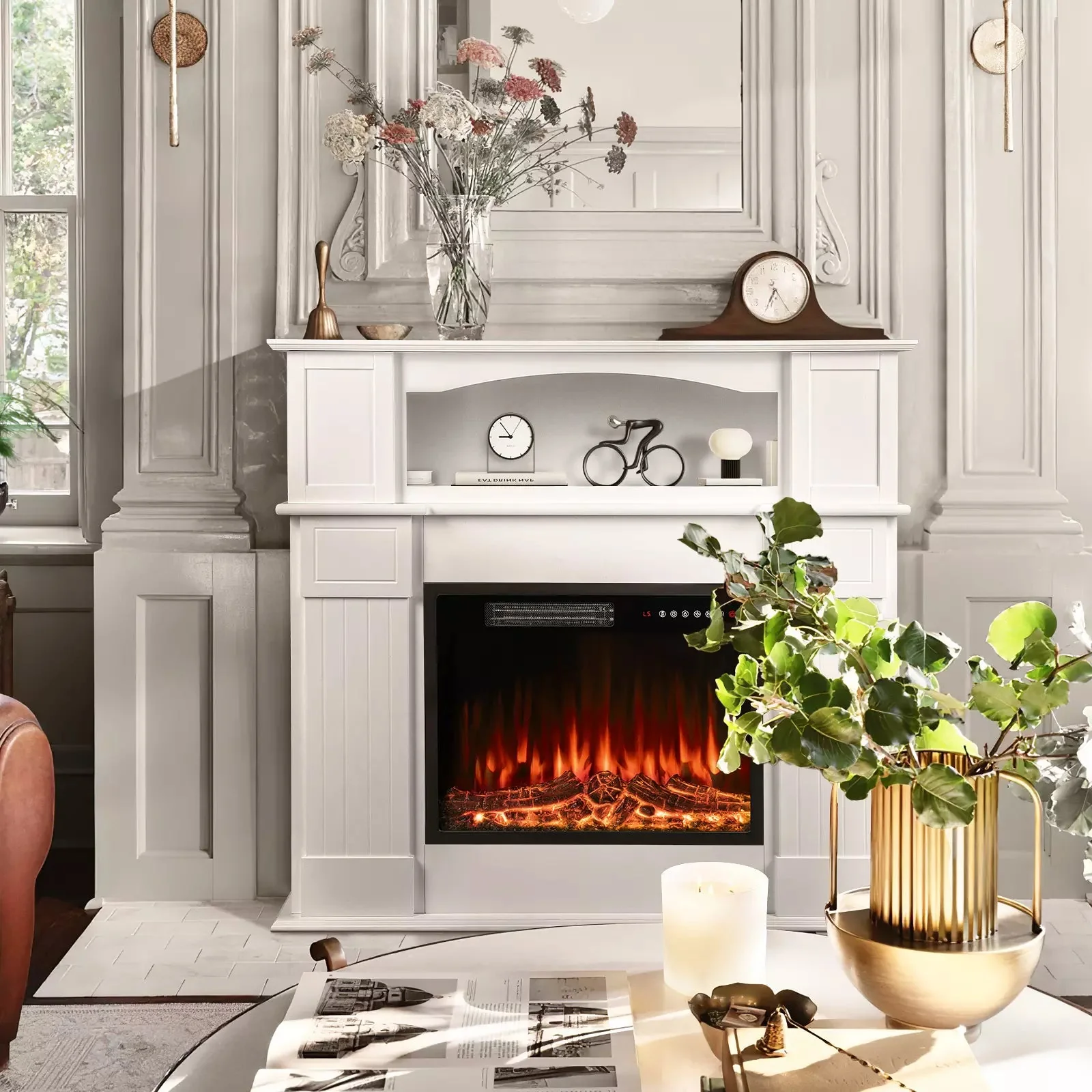 Waleaf 43" Electric Fireplace with Mantel, 23 inch Electric Fireplace Insert - Image 4