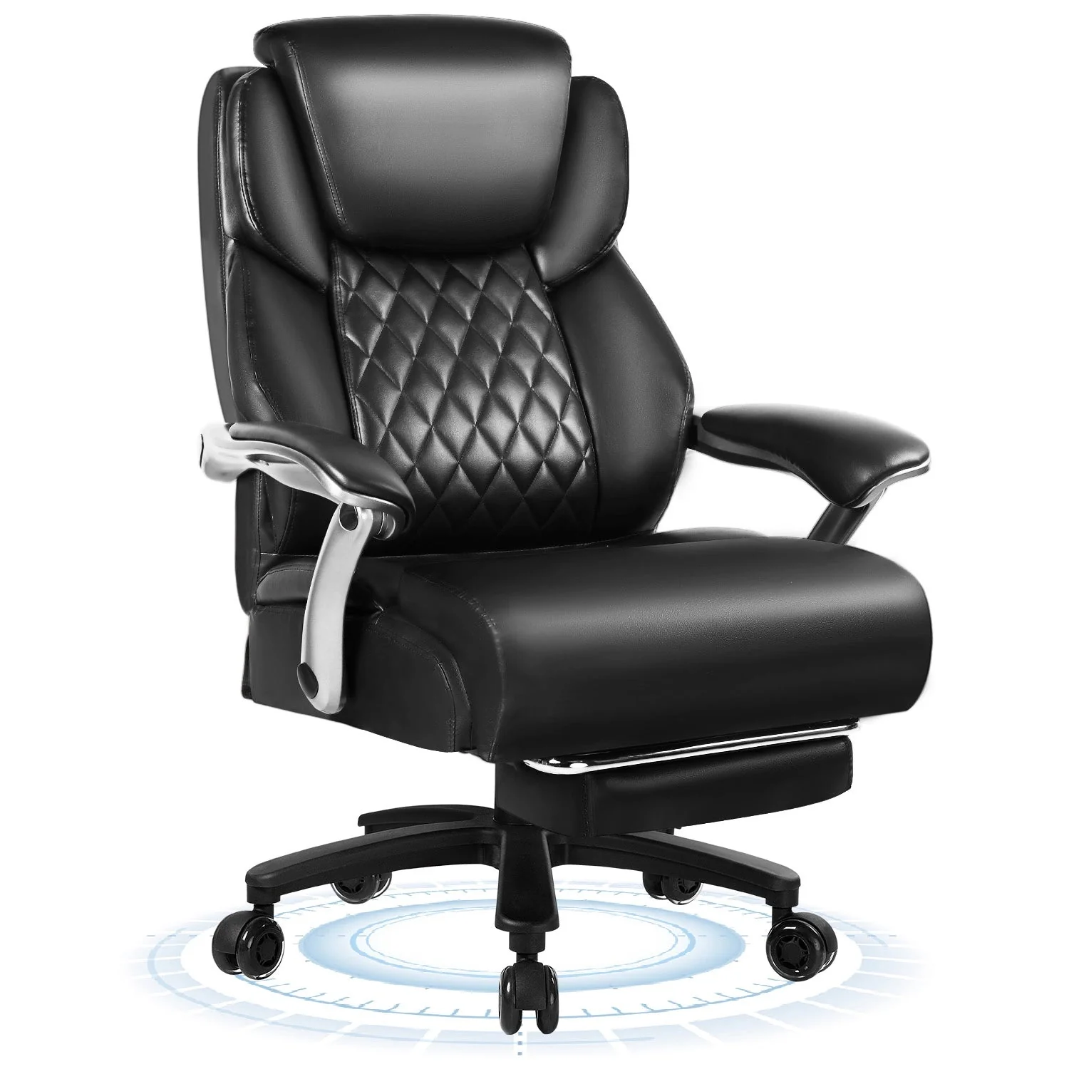 Waleaf 500lbs Big and Tall Office Chair with Adjustable Headrest for Adults, Computer Chair Home Office Desk Chair with Retractable Footrest for Home Office
