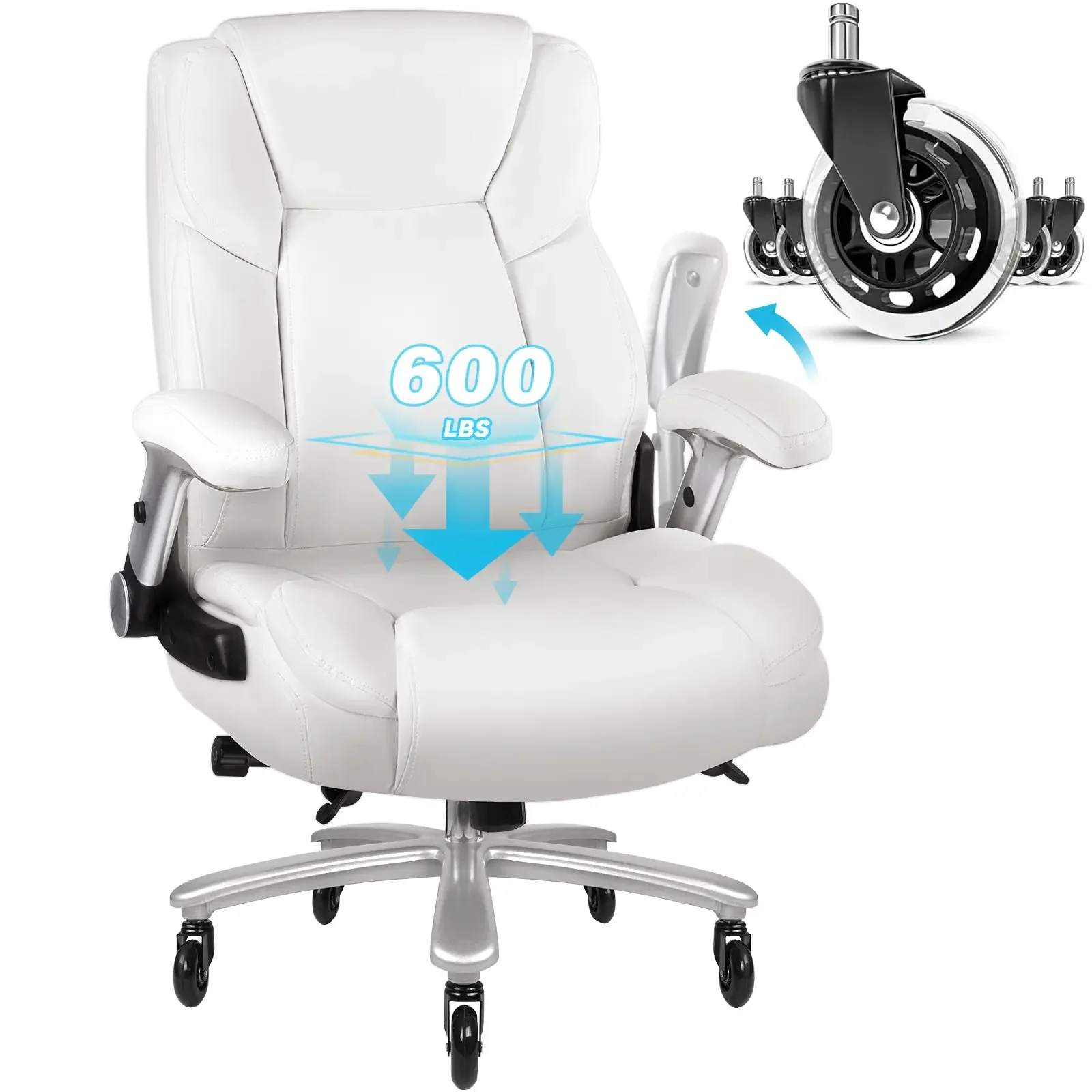 VITESSE 600lbs Large Heavy Duty Office Chair with Flip up Armrest, Big and Tall Office Chair - Image 16