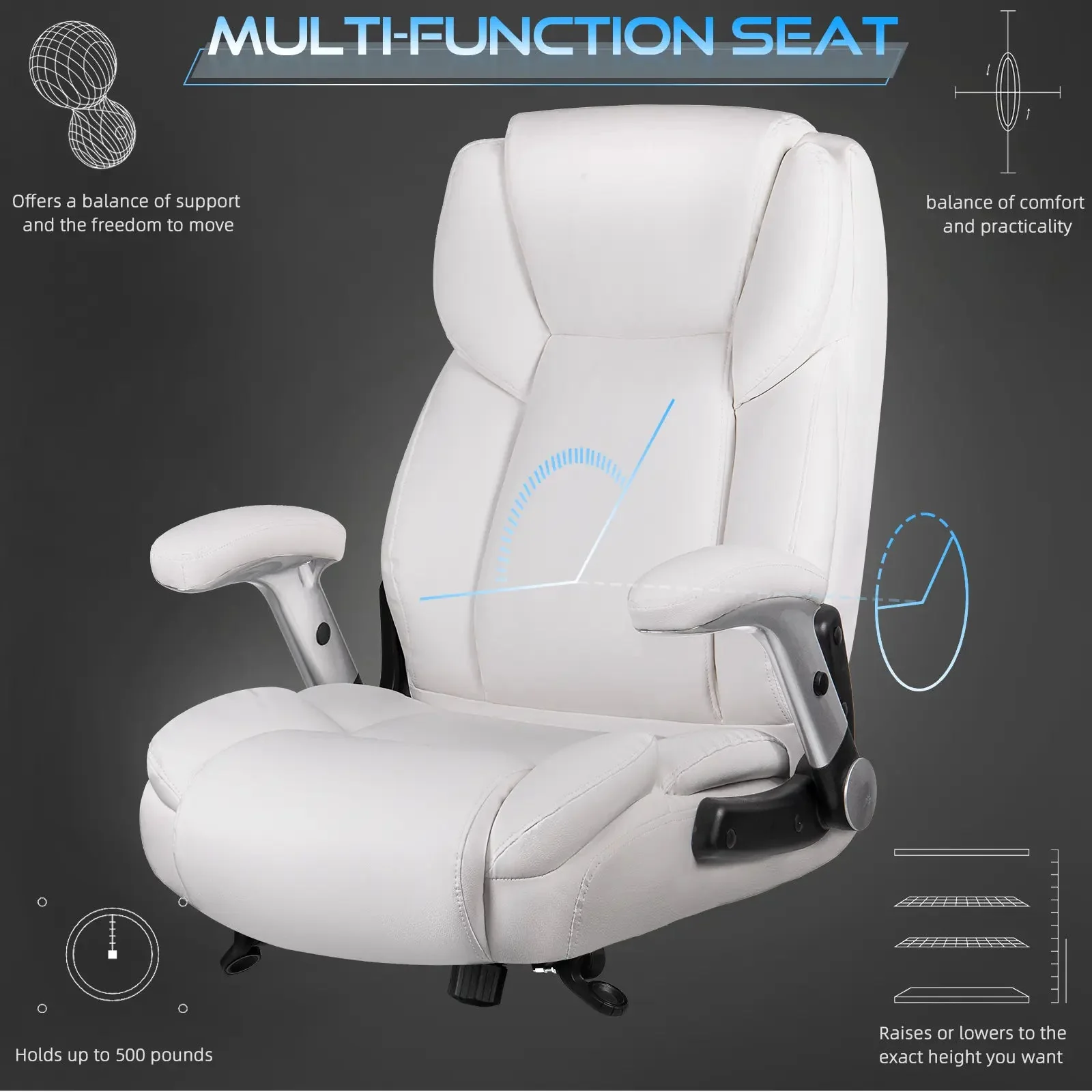 VITESSE 600lbs Large Heavy Duty Office Chair with Flip up Armrest, Big and Tall Office Chair - Image 17