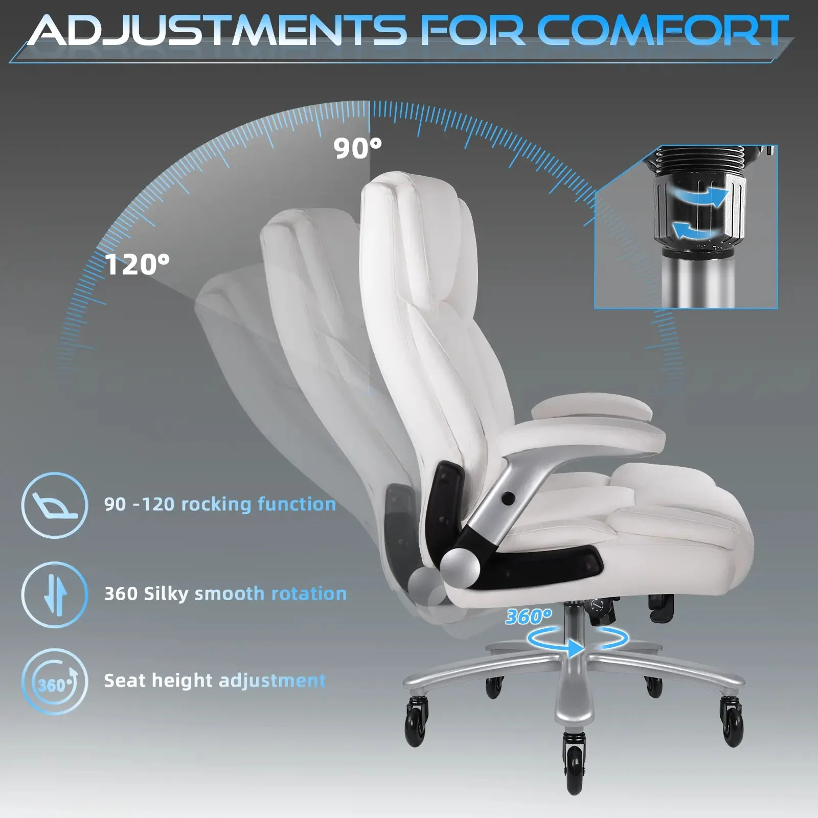 VITESSE 600lbs Large Heavy Duty Office Chair with Flip up Armrest, Big and Tall Office Chair - Image 20