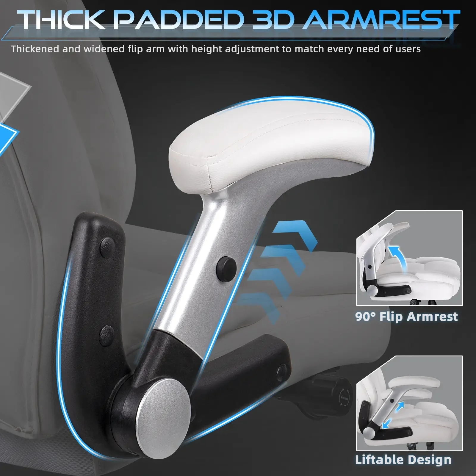 VITESSE 600lbs Large Heavy Duty Office Chair with Flip up Armrest, Big and Tall Office Chair - Image 21