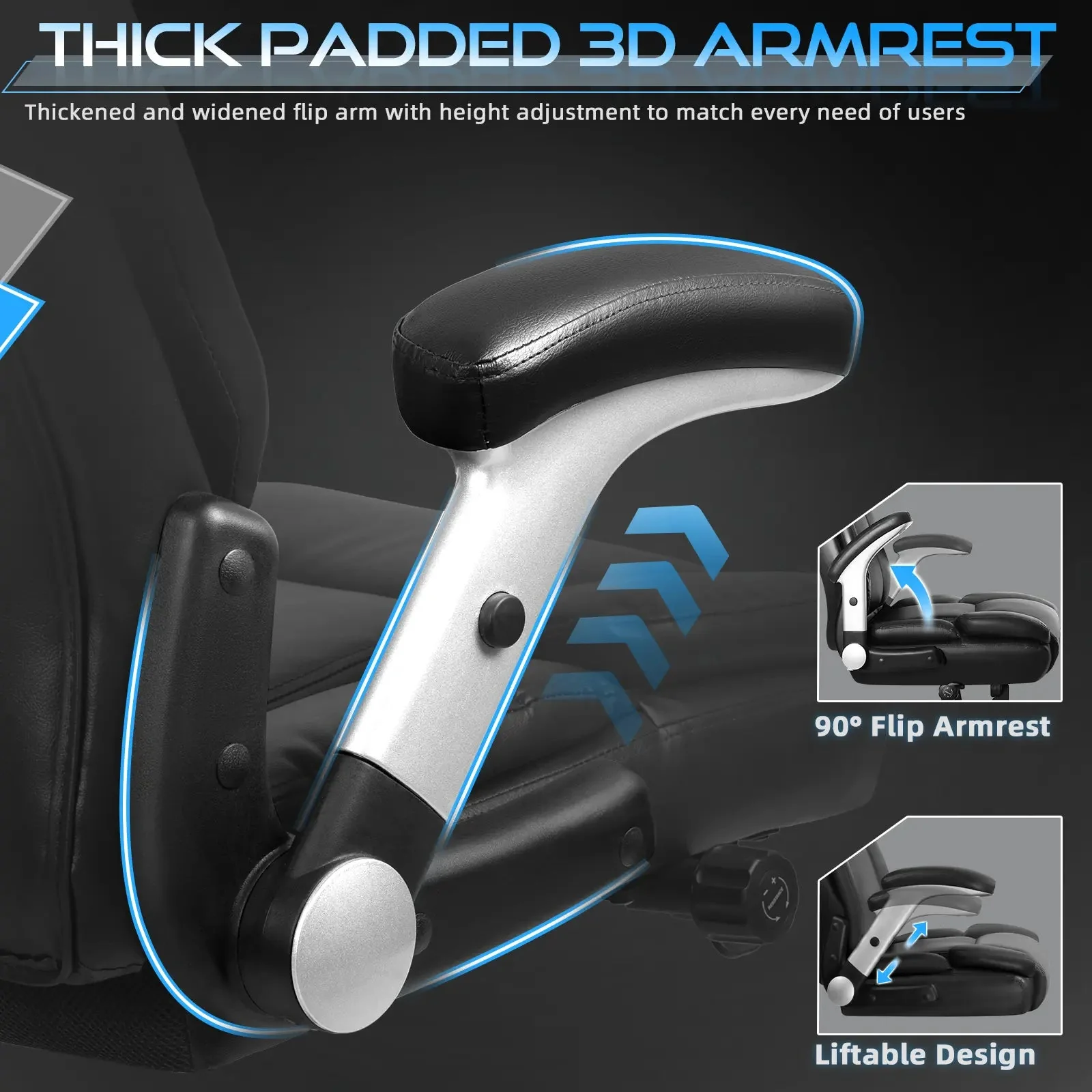 VITESSE 600lbs Large Heavy Duty Office Chair with Flip up Armrest, Big and Tall Office Chair - Image 6