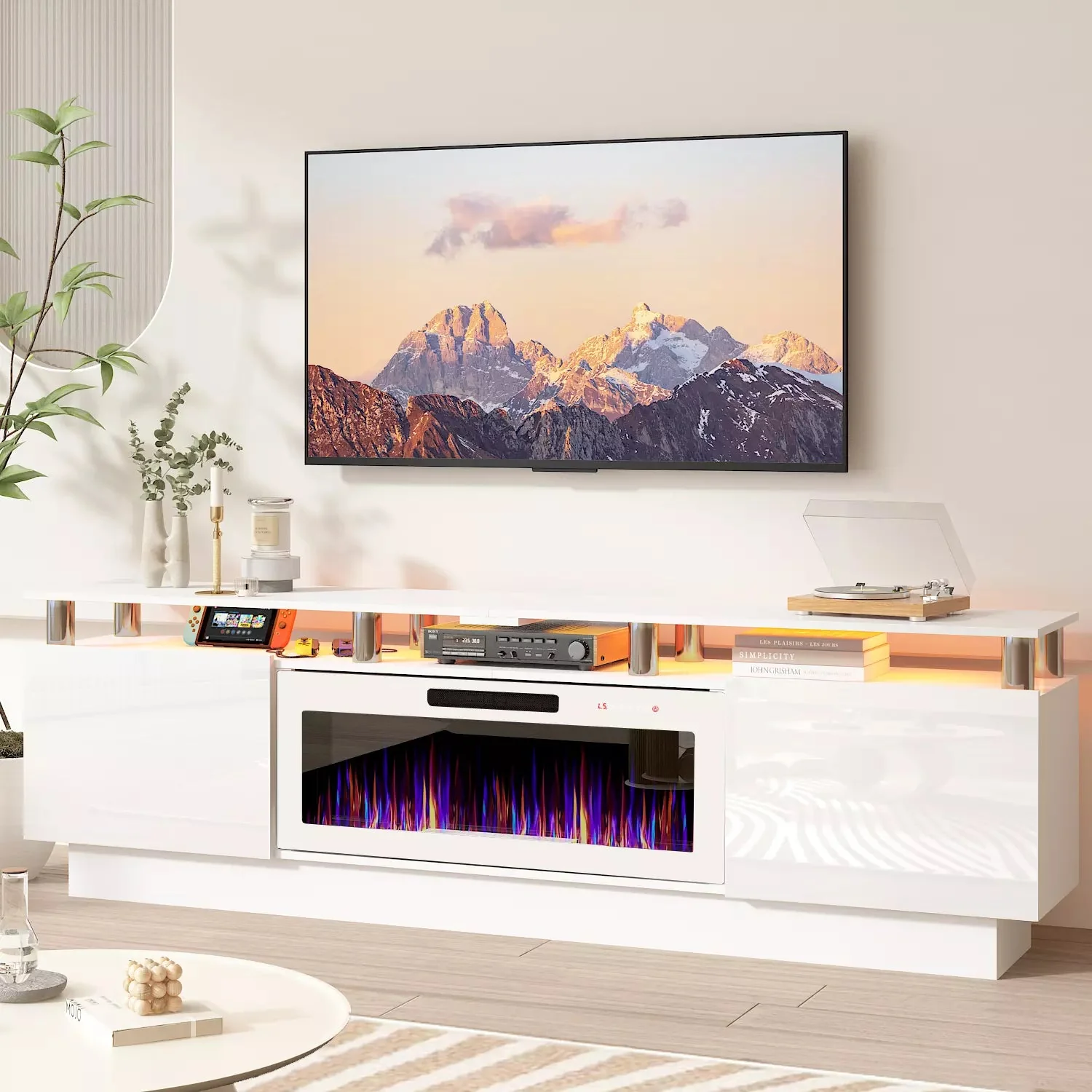 BOSSIN 80 Inches Fireplace TV Stand for TVs up to 80 Inches Console with 36'' Electric Fireplace - Image 5