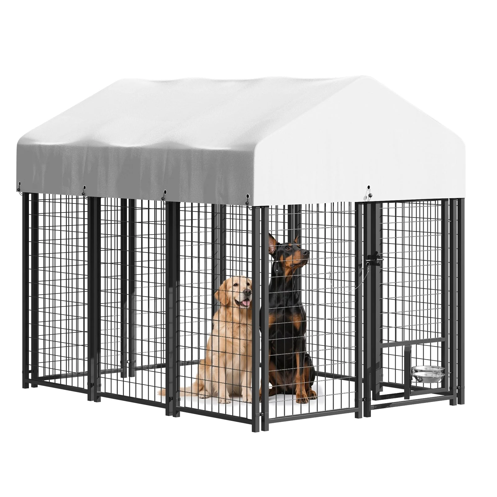 VITESSE 8x4x4 FT Heavy Duty Large Dog Kennel for Large Dogs,Dog Kennel Outside Playpen with Two Bowls & Secure Lock - Image 10