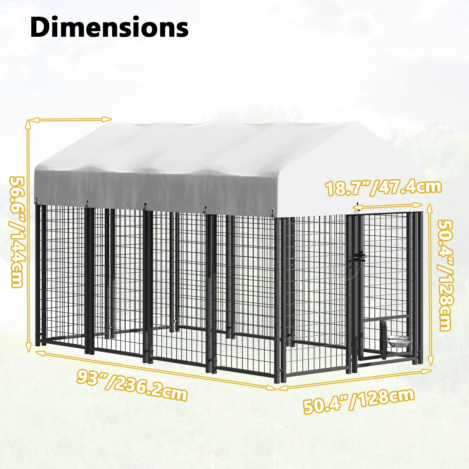 VITESSE 8x4x4 FT Heavy Duty Large Dog Kennel for Large Dogs,Dog Kennel Outside Playpen with Two Bowls & Secure Lock - Image 15