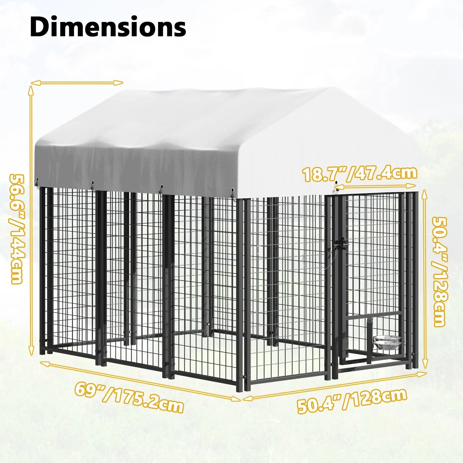 VITESSE 8x4x4 FT Heavy Duty Large Dog Kennel for Large Dogs,Dog Kennel Outside Playpen with Two Bowls & Secure Lock - Image 16