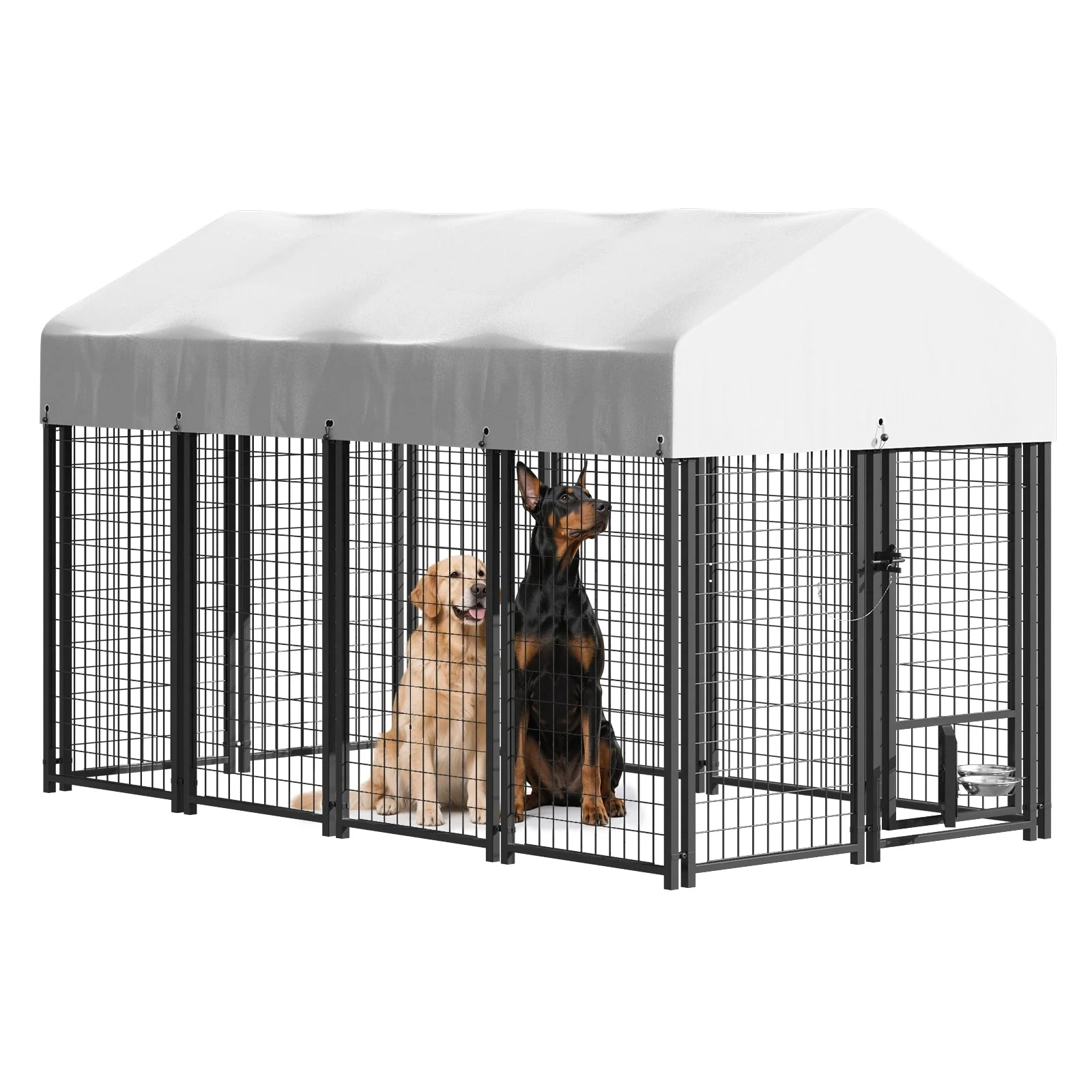 VITESSE 8x4x4 FT Heavy Duty Large Dog Kennel for Large Dogs,Dog Kennel Outside Playpen with Two Bowls & Secure Lock - Image 17